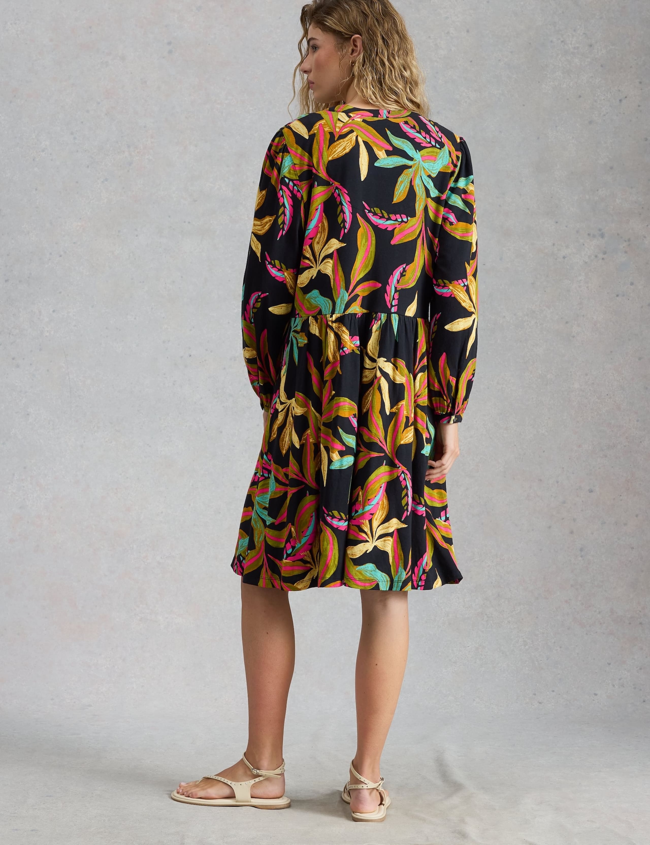 Cotton Modal Floral V-Neck Waisted Dress 3 of 6