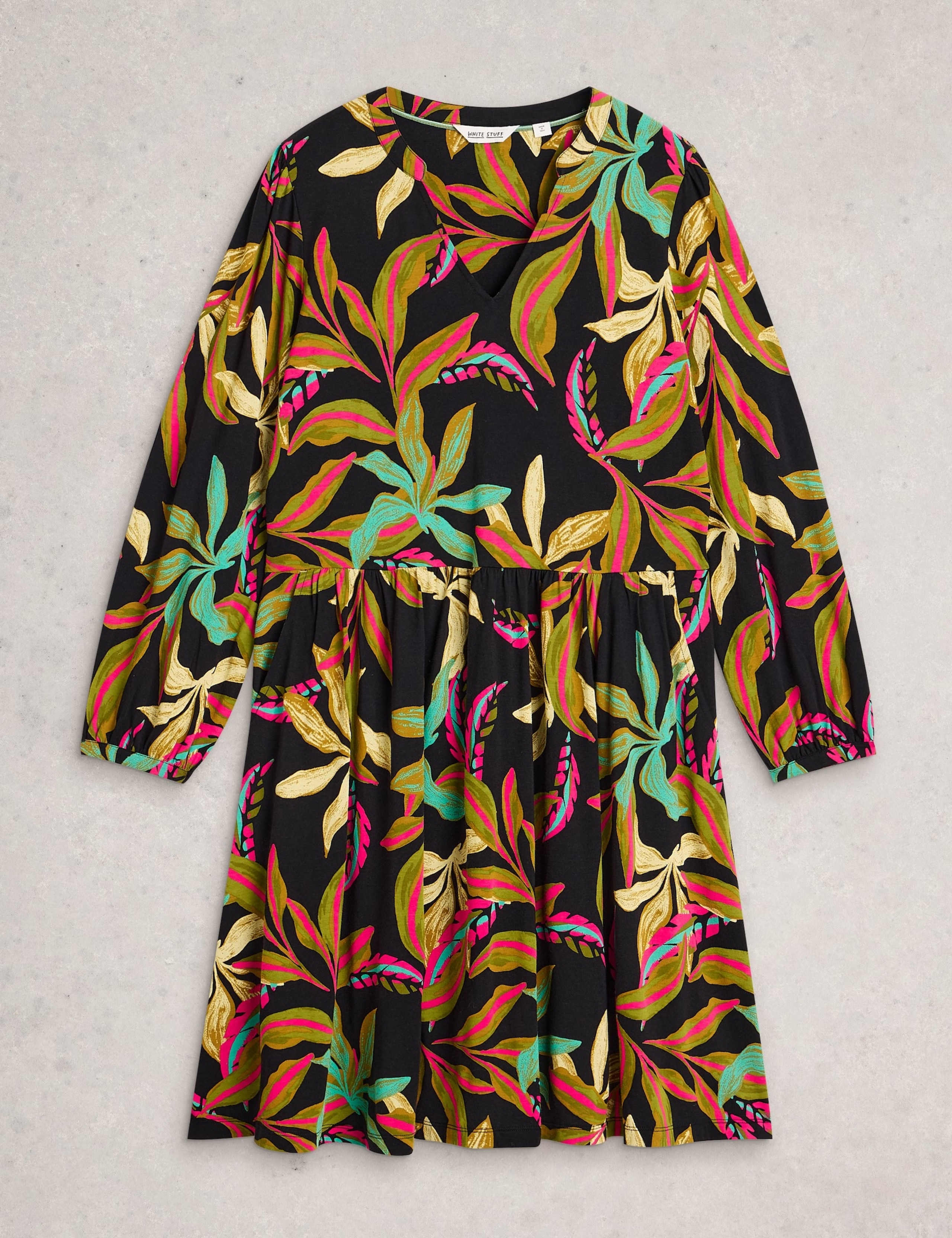 Cotton Modal Floral V-Neck Waisted Dress 2 of 6