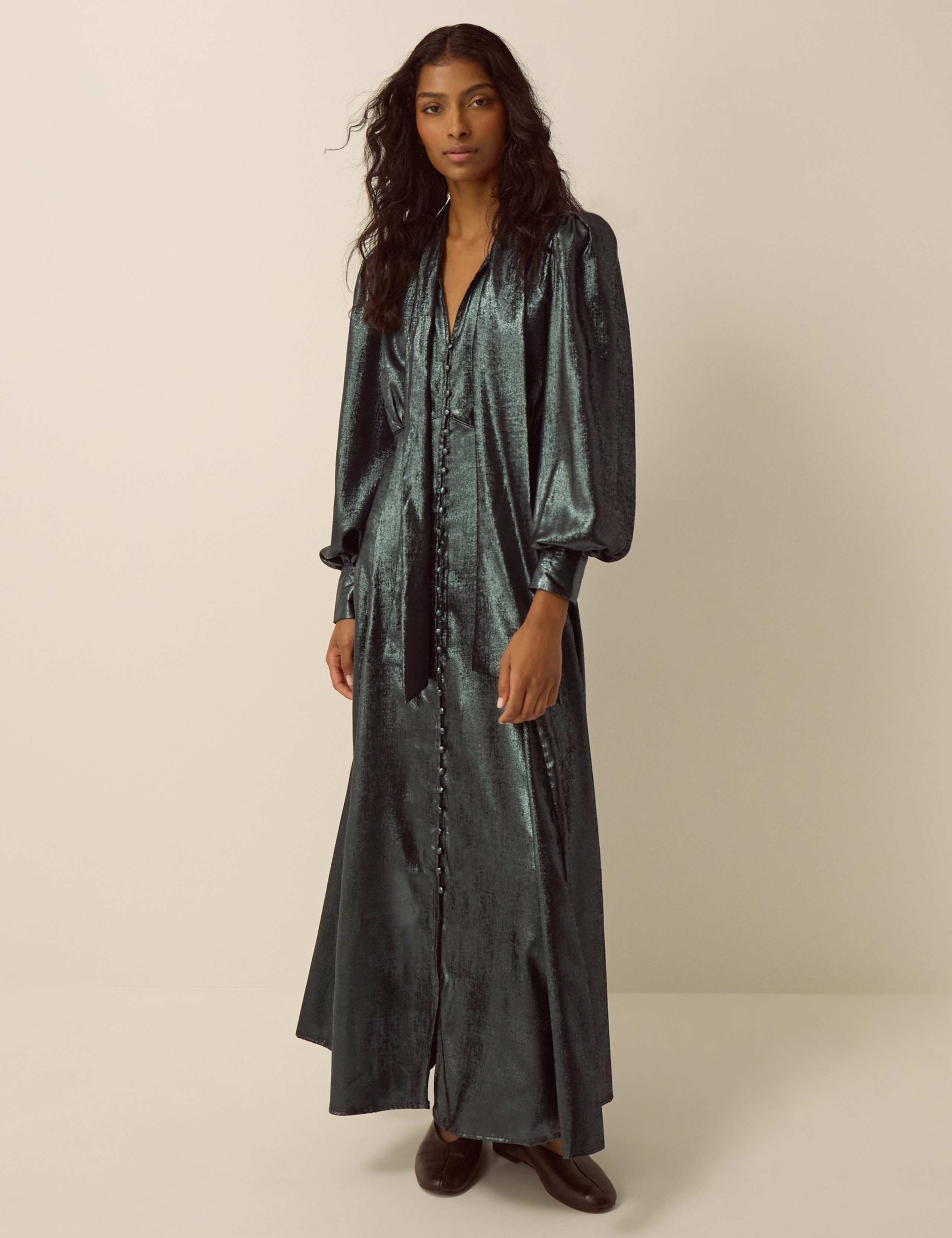 Pure Cotton Metallic Midi Dress 2 of 5