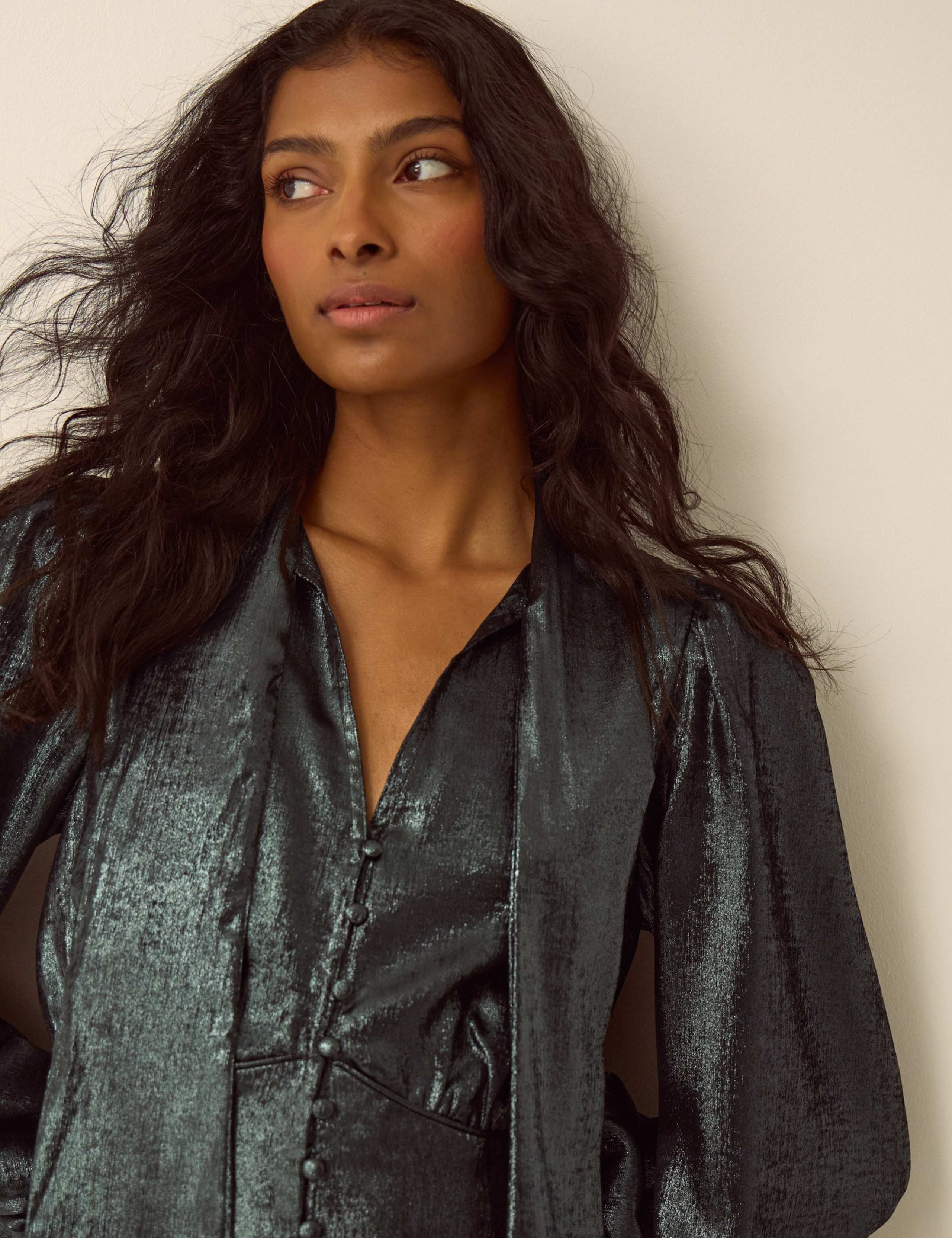 Pure Cotton Metallic Midi Dress 5 of 5
