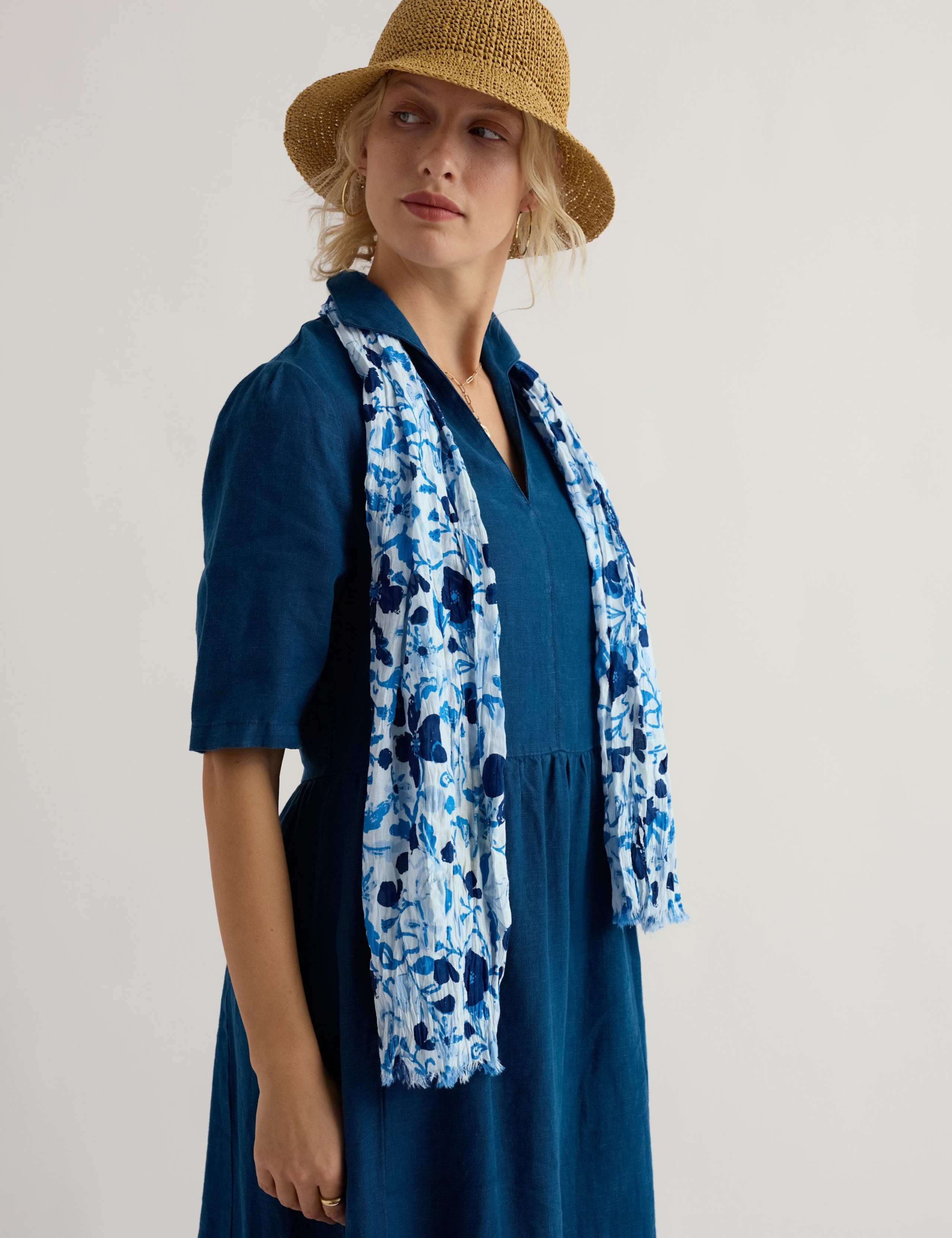 Pure Cotton Printed Floral Scarf 3 of 5