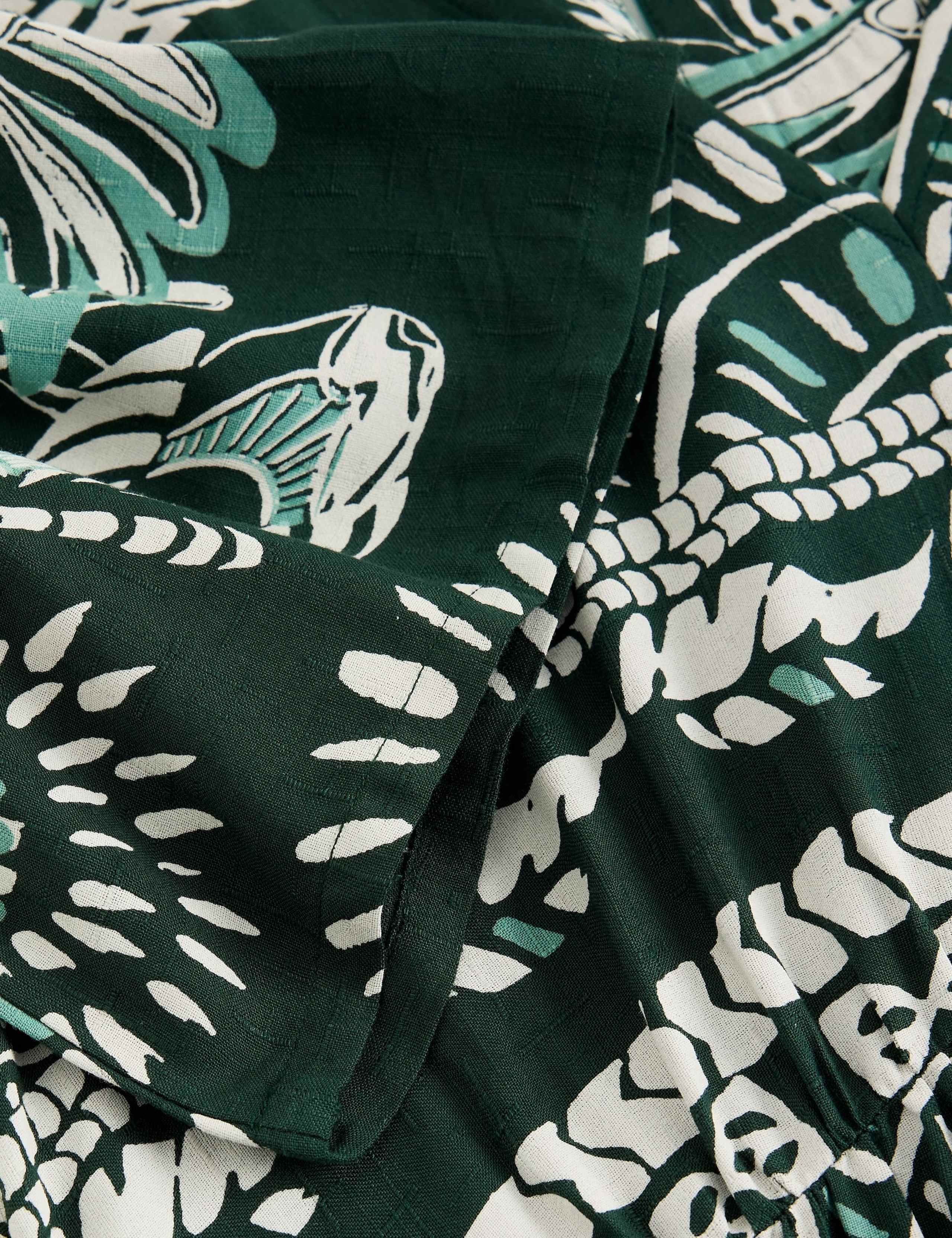 Printed V-Neck Midi Waisted Dress 5 of 6