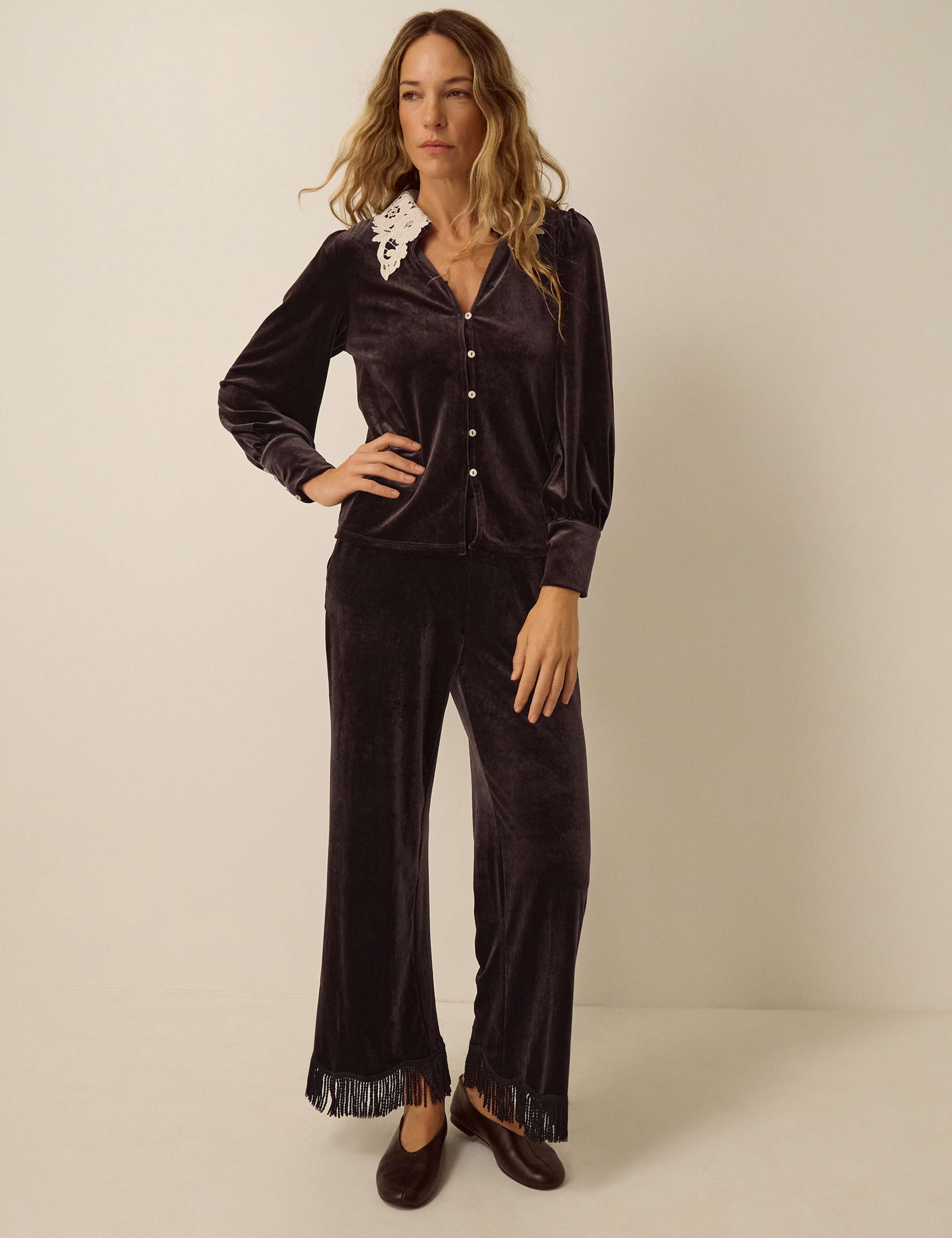 Velvet Wide Leg Trousers 2 of 4