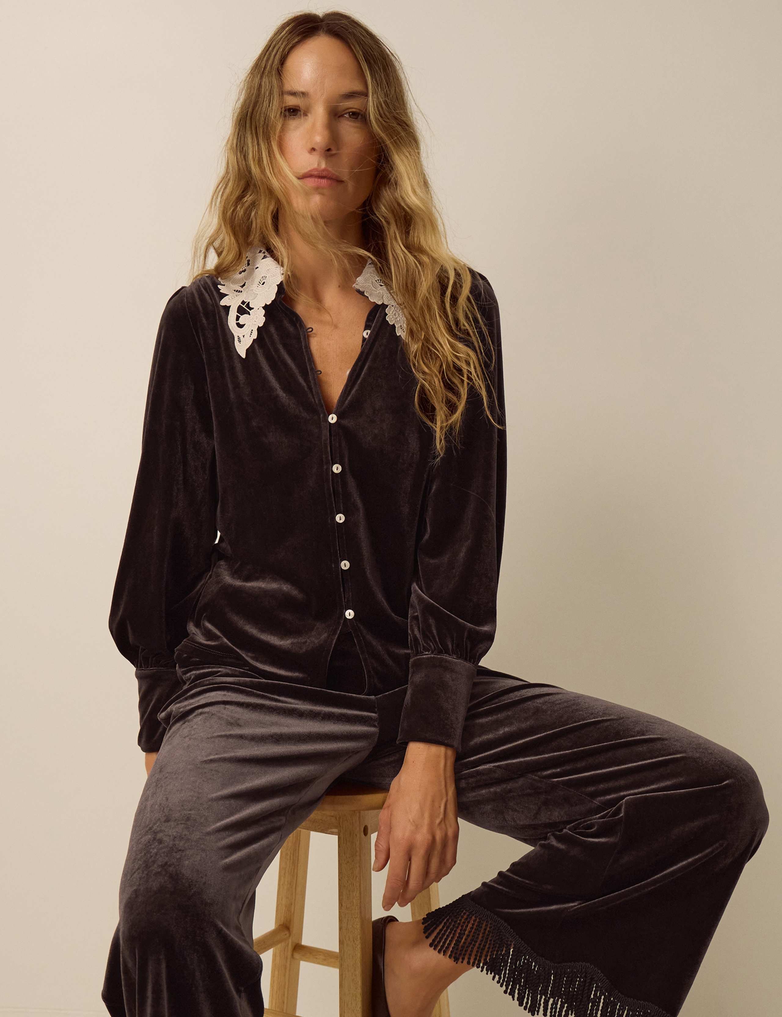 Velvet Wide Leg Trousers 3 of 4