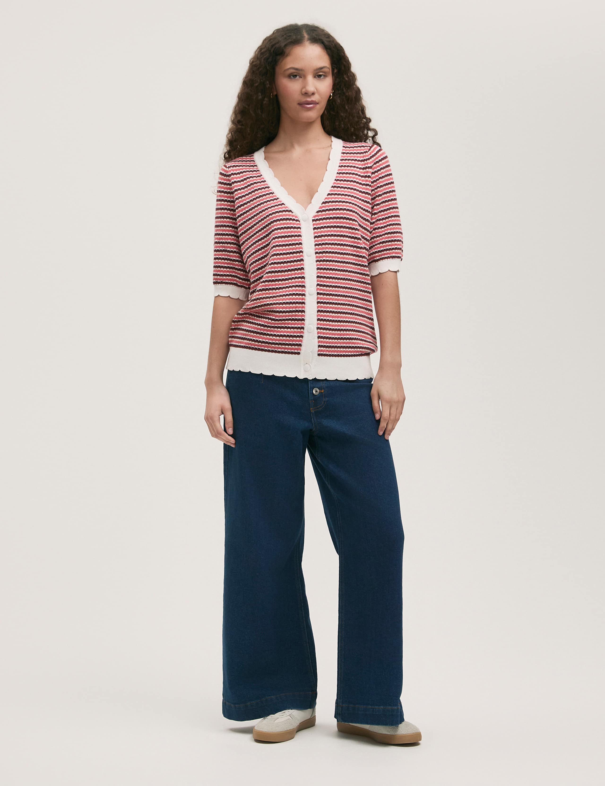 Pure Cotton Striped Short Sleeve Cardigan 2 of 4