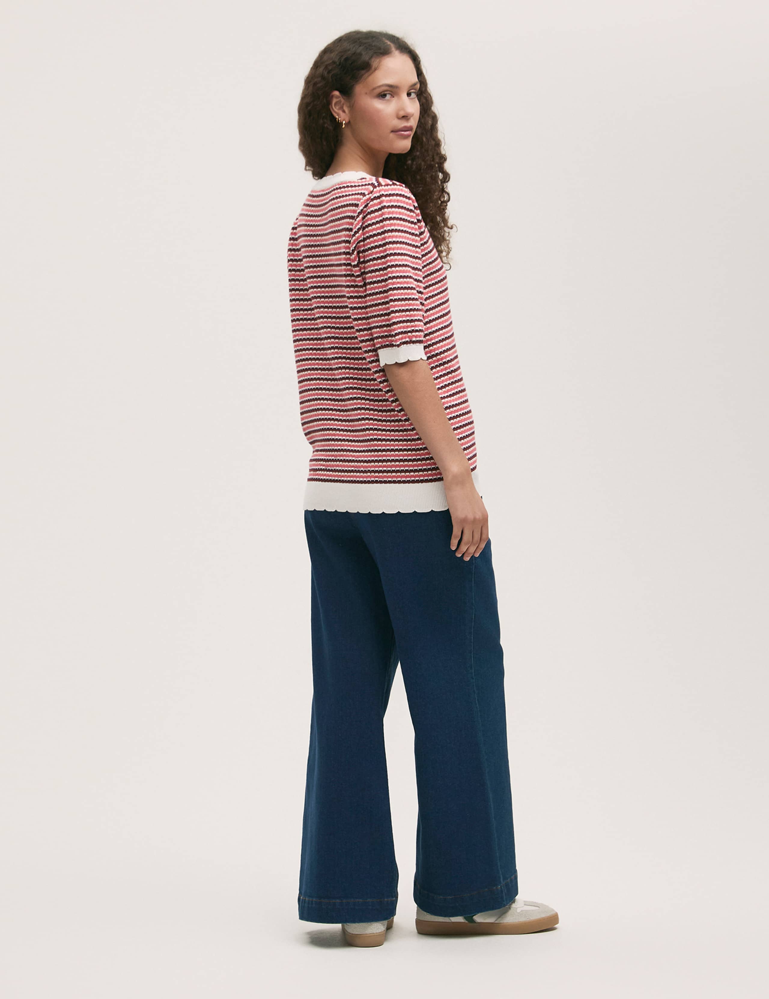 Pure Cotton Striped Short Sleeve Cardigan 3 of 4