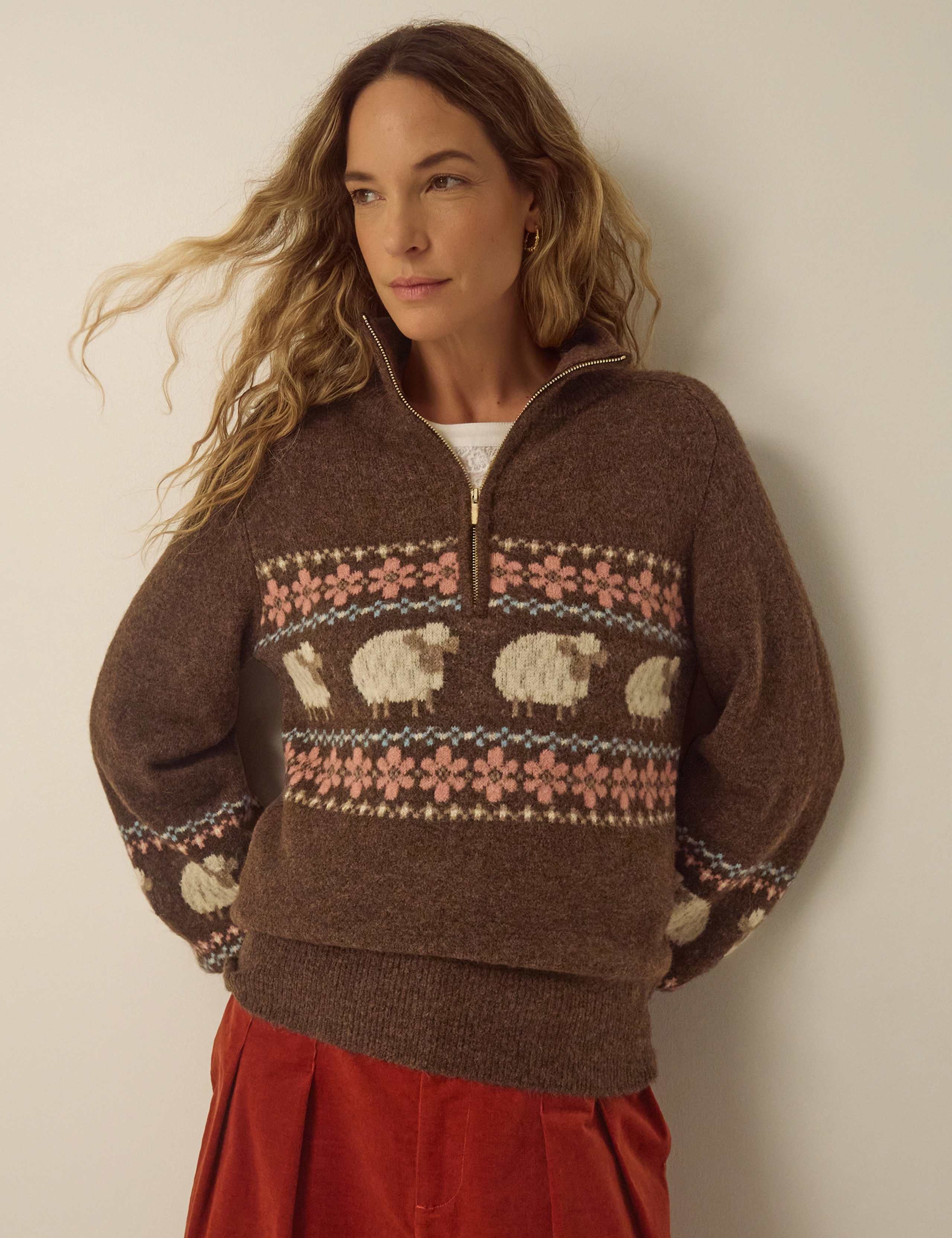 Patterned Funnel Neck Jumper 1 of 4