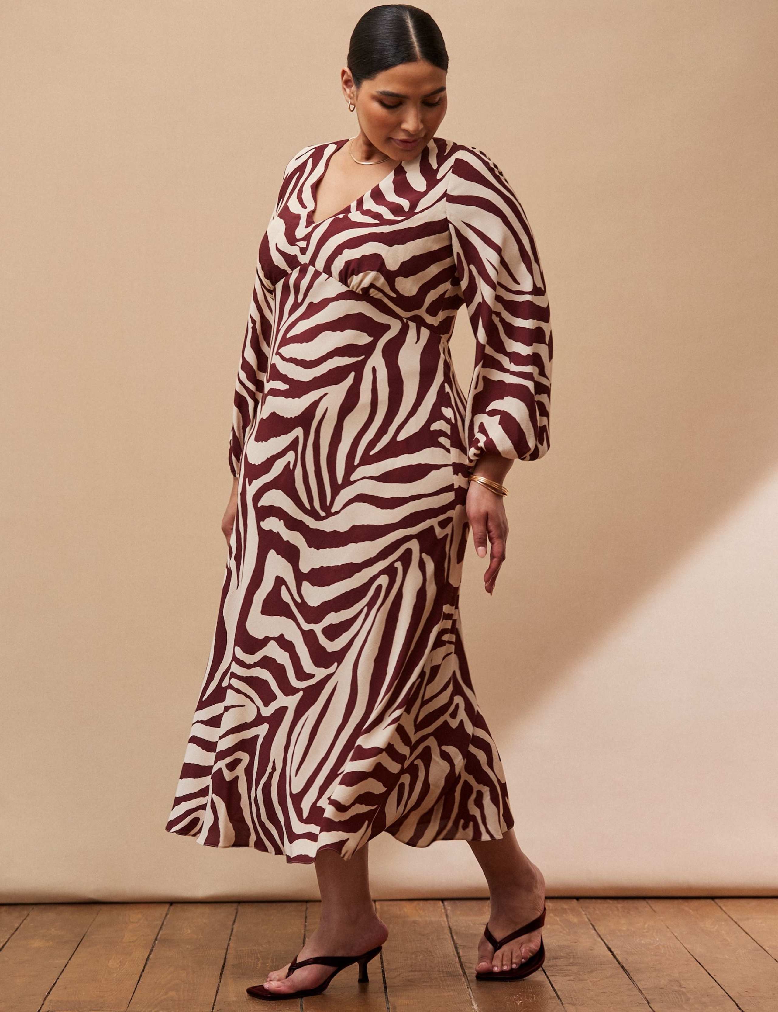 Animal Print V-Neck Midi Tea Dress 2 of 3