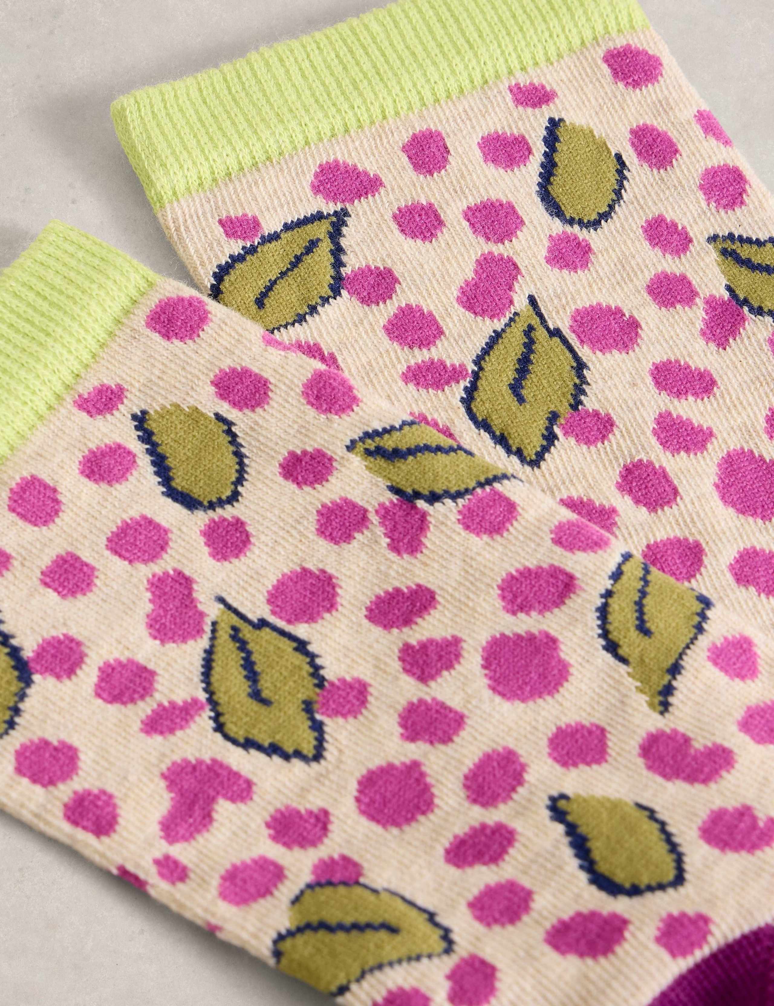 Cotton Rich Floral Ankle High Socks 2 of 2