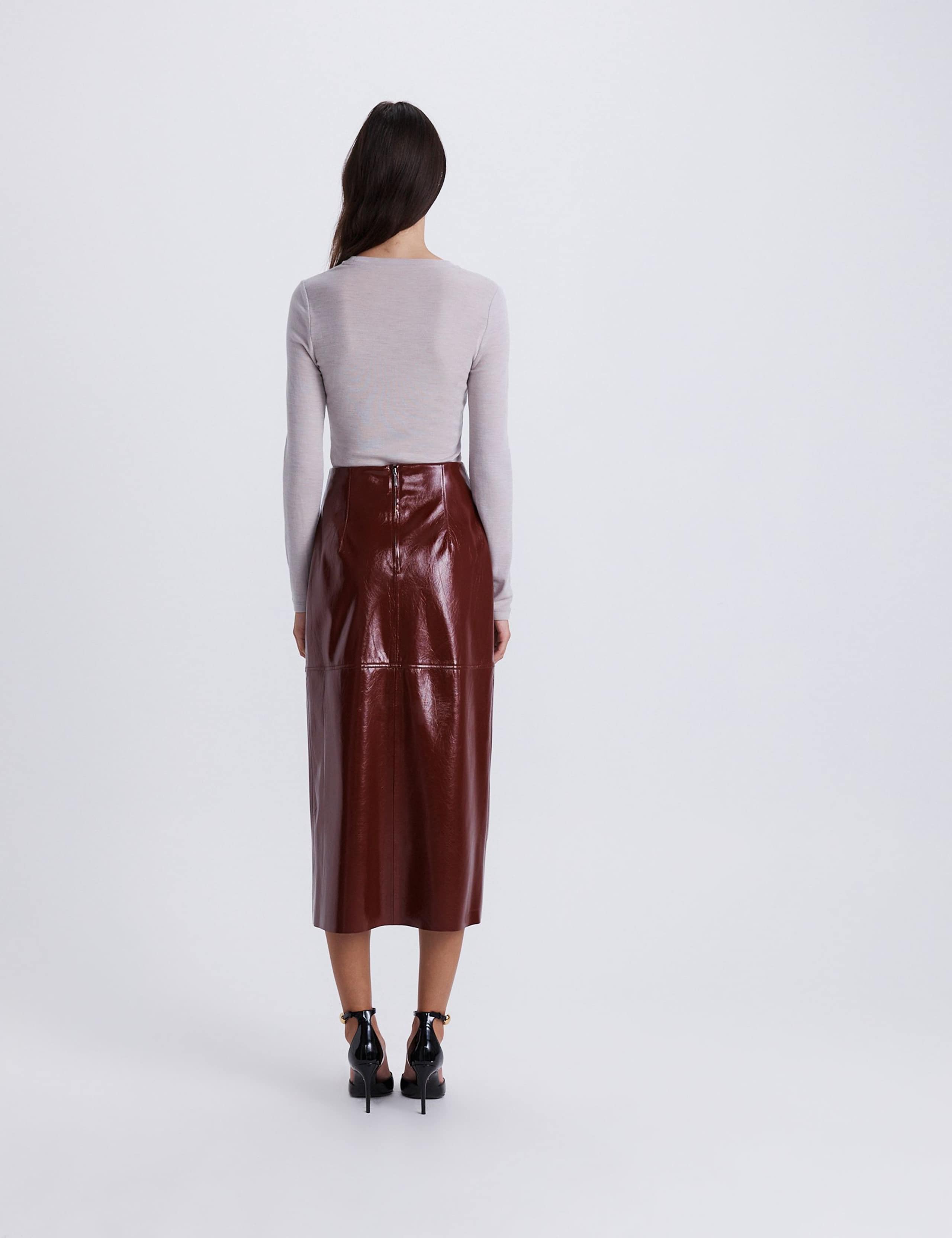 Faux Leather Midi Wrap Skirt 2 of 8