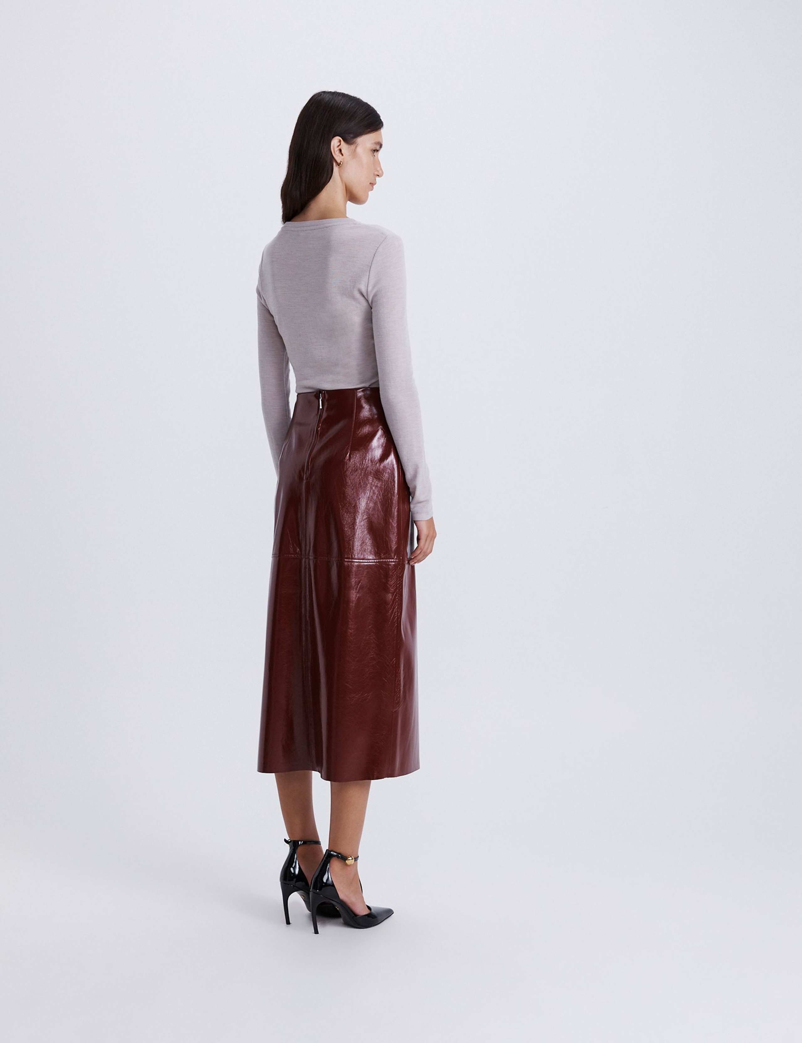 Faux Leather Midi Wrap Skirt 5 of 8