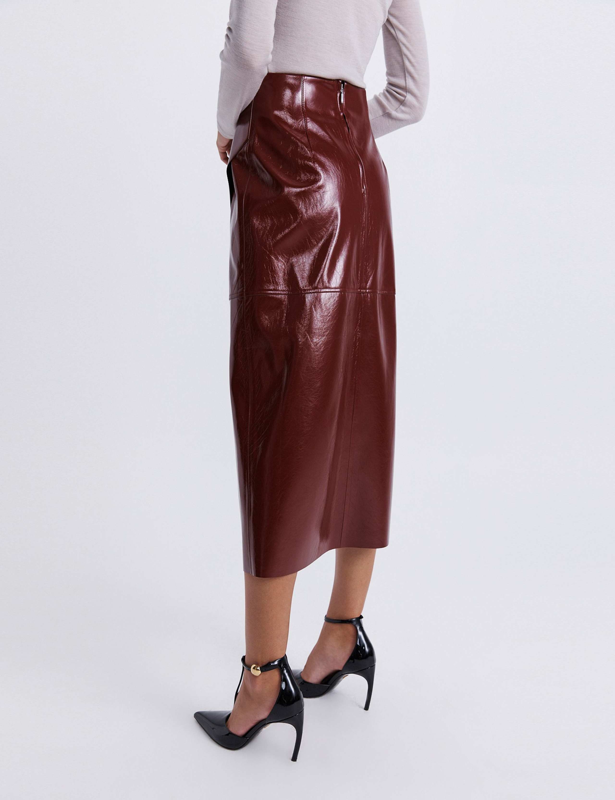 Faux Leather Midi Wrap Skirt 6 of 8