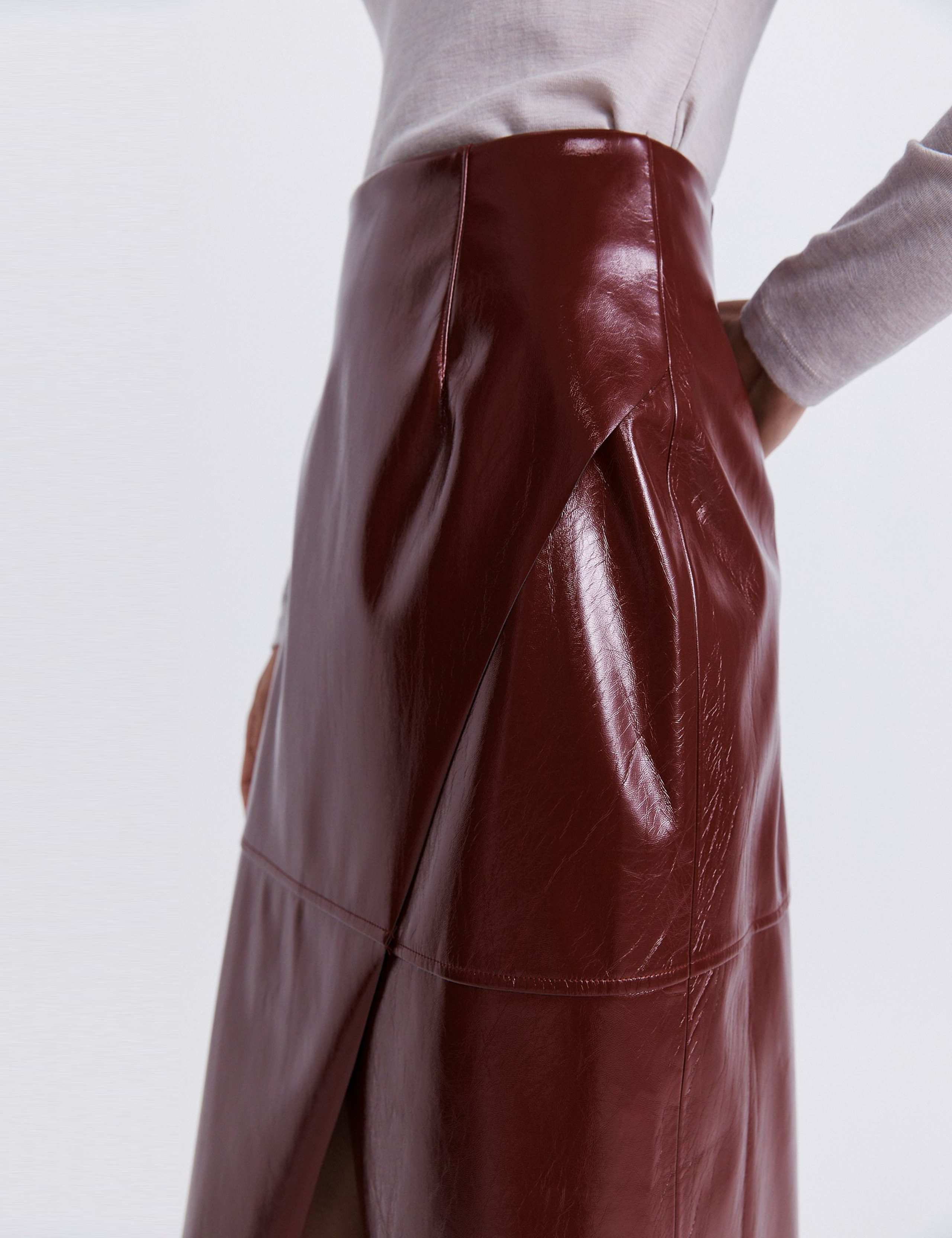 Faux Leather Midi Wrap Skirt 7 of 8