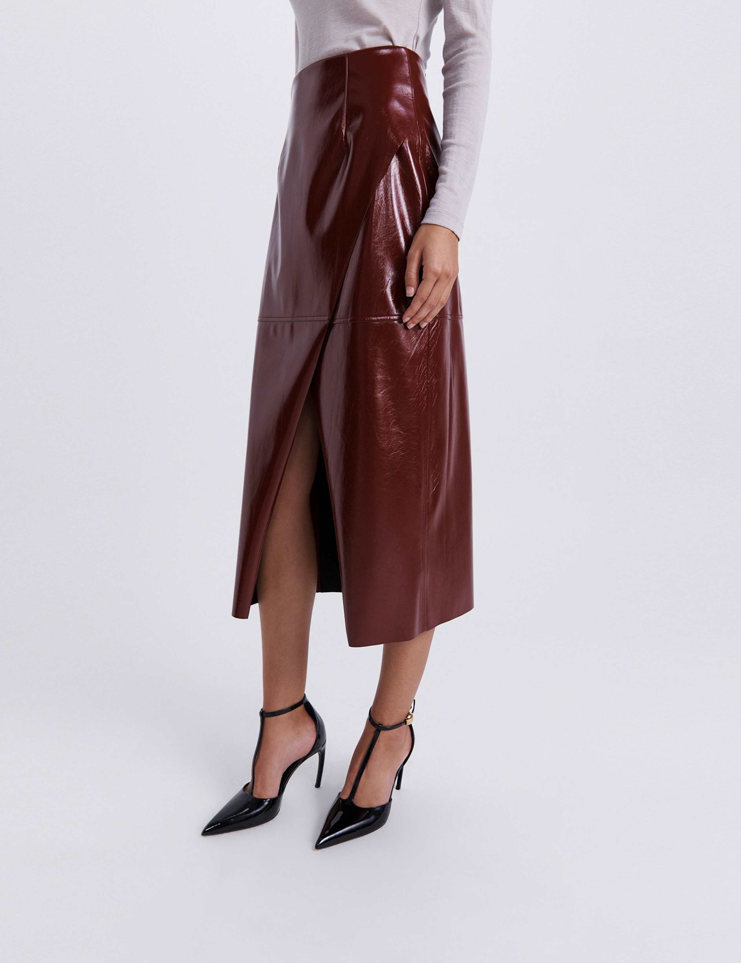 Faux Leather Midi Wrap Skirt 8 of 8