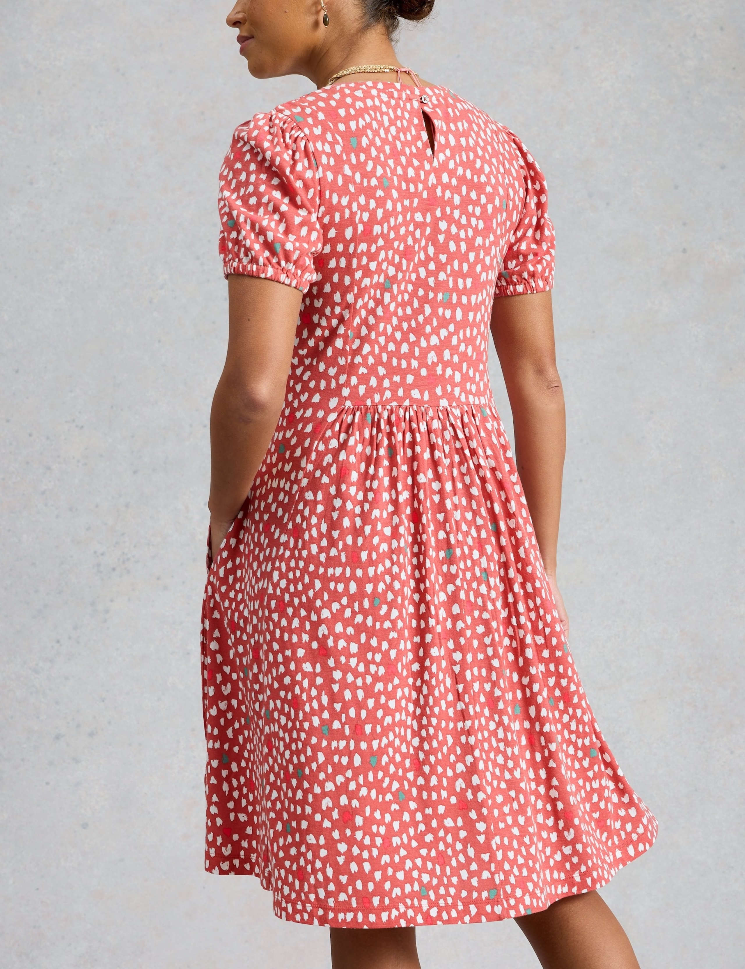 Cotton Blend Printed Knee Length Skater Dress 3 of 6