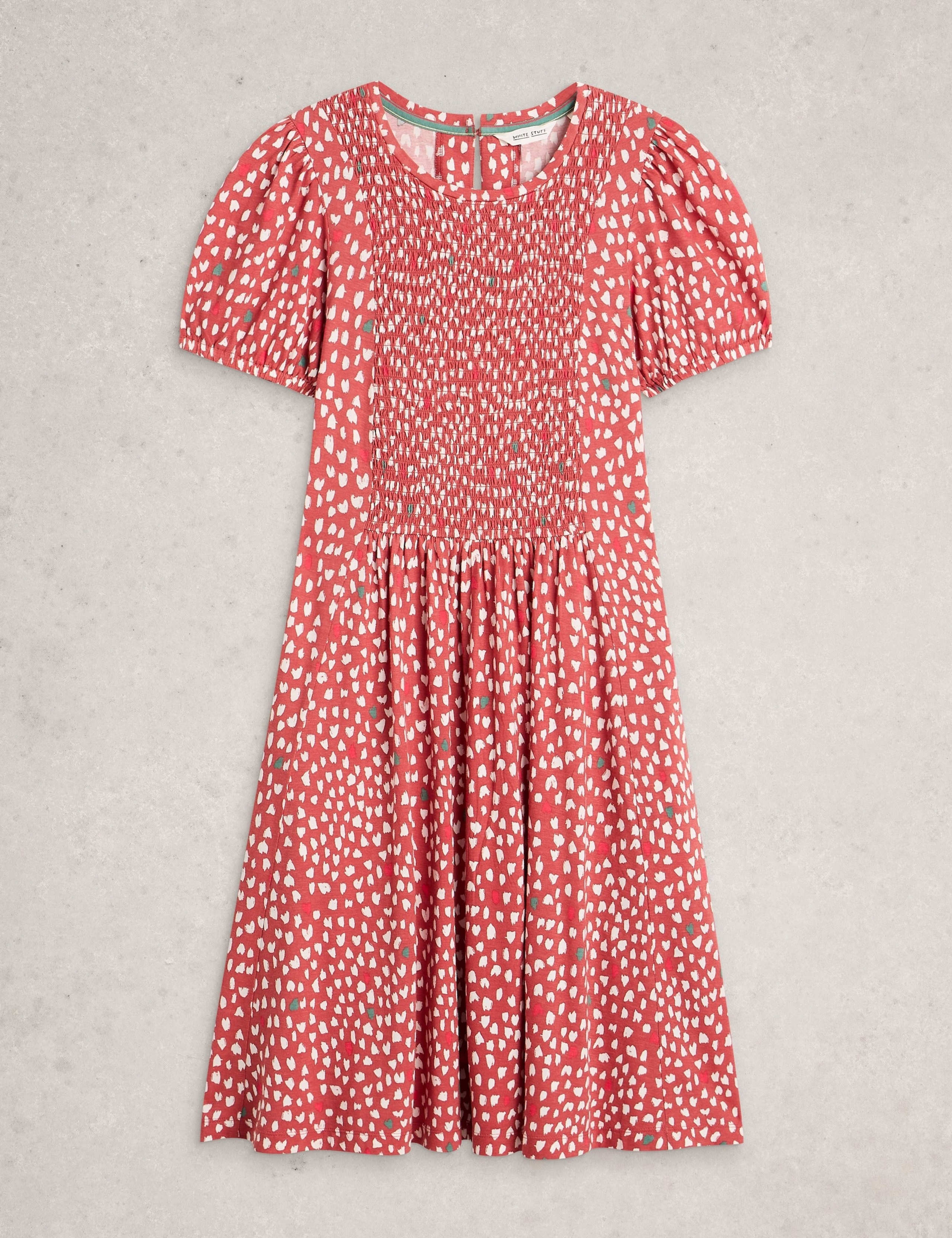 Cotton Blend Printed Knee Length Skater Dress 2 of 6