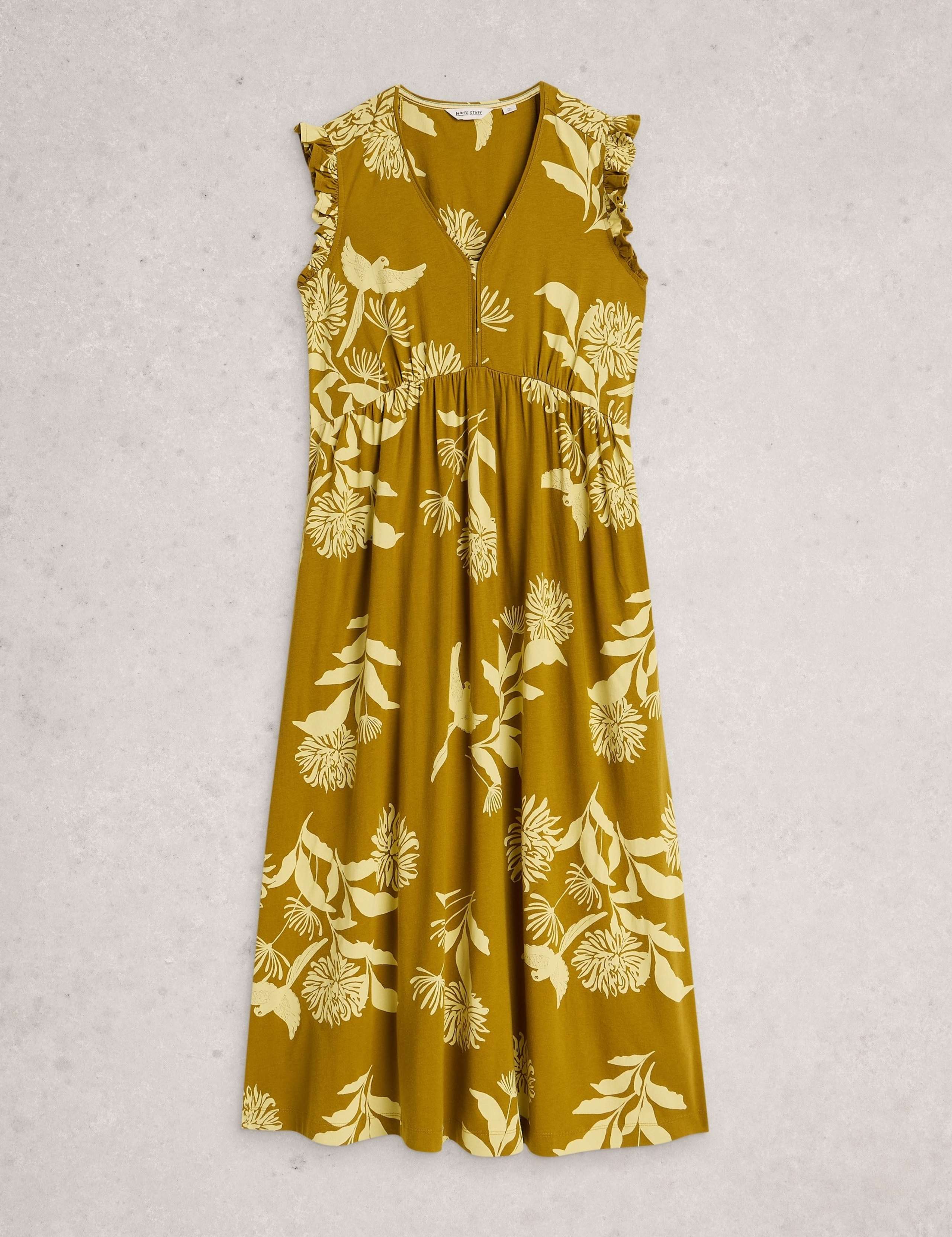 Cotton Modal Floral V-Neck Maxi Waisted Dress 2 of 6
