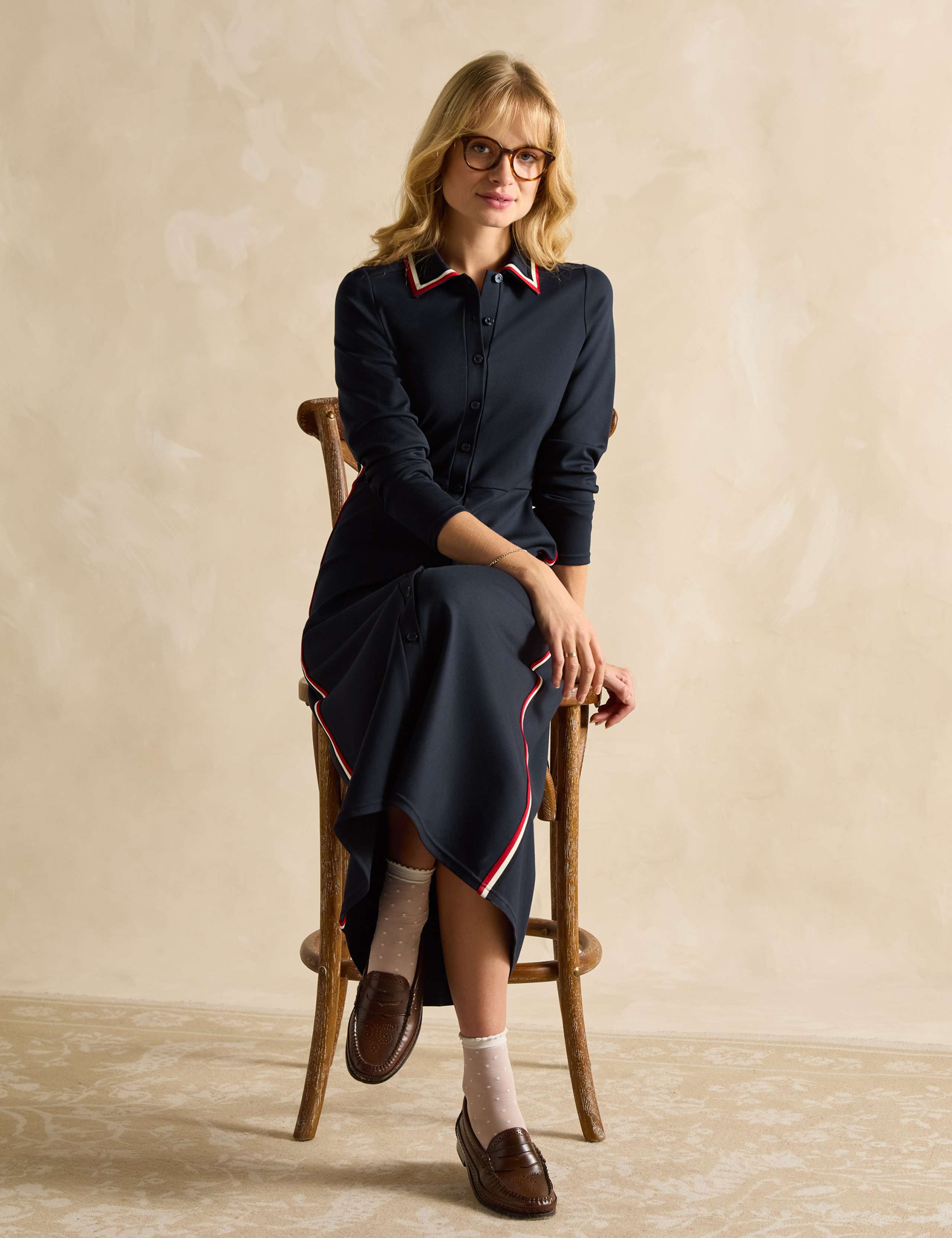 Jersey Patterned Collared Midaxi Shirt Dress 3 of 6