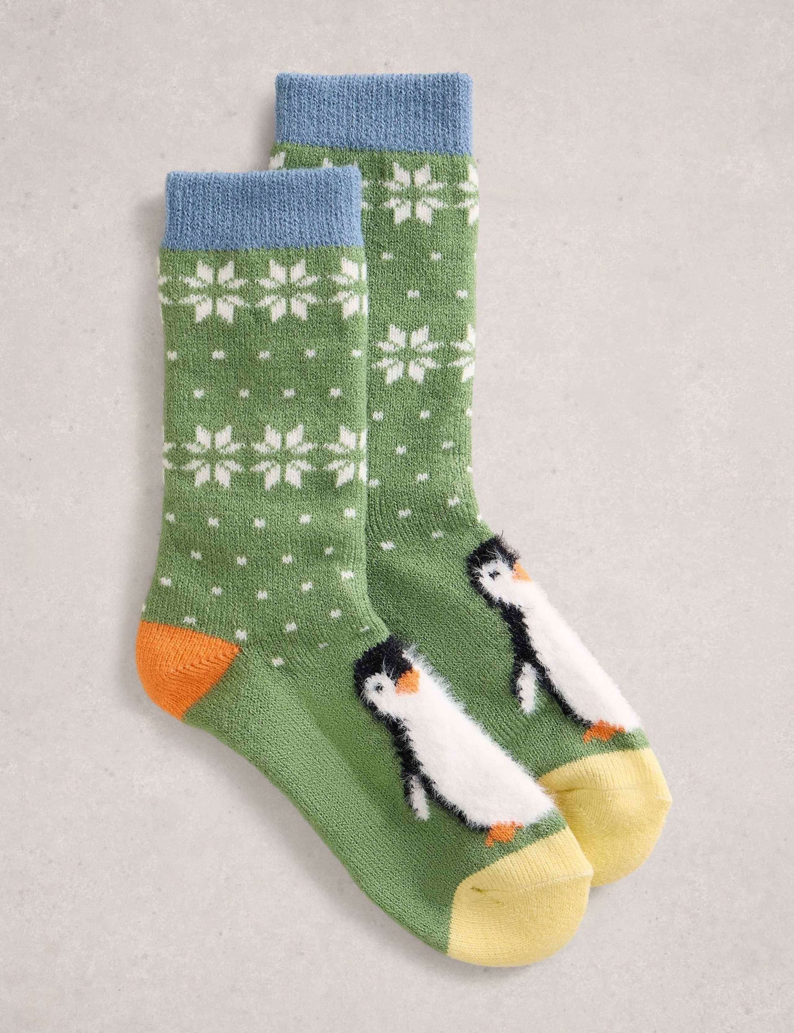 Penguin Ankle High Fluffy Socks 1 of 2