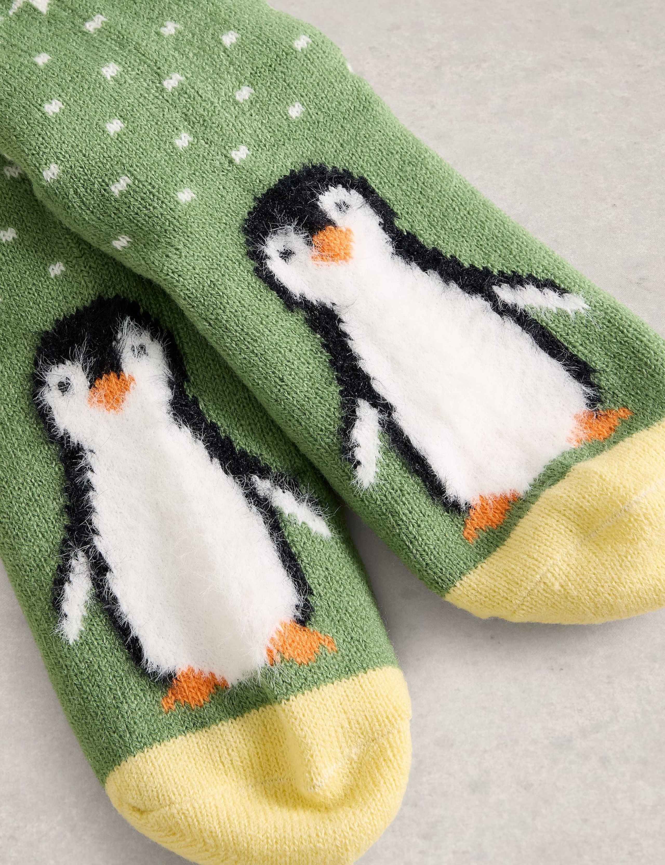 Penguin Ankle High Fluffy Socks 2 of 2