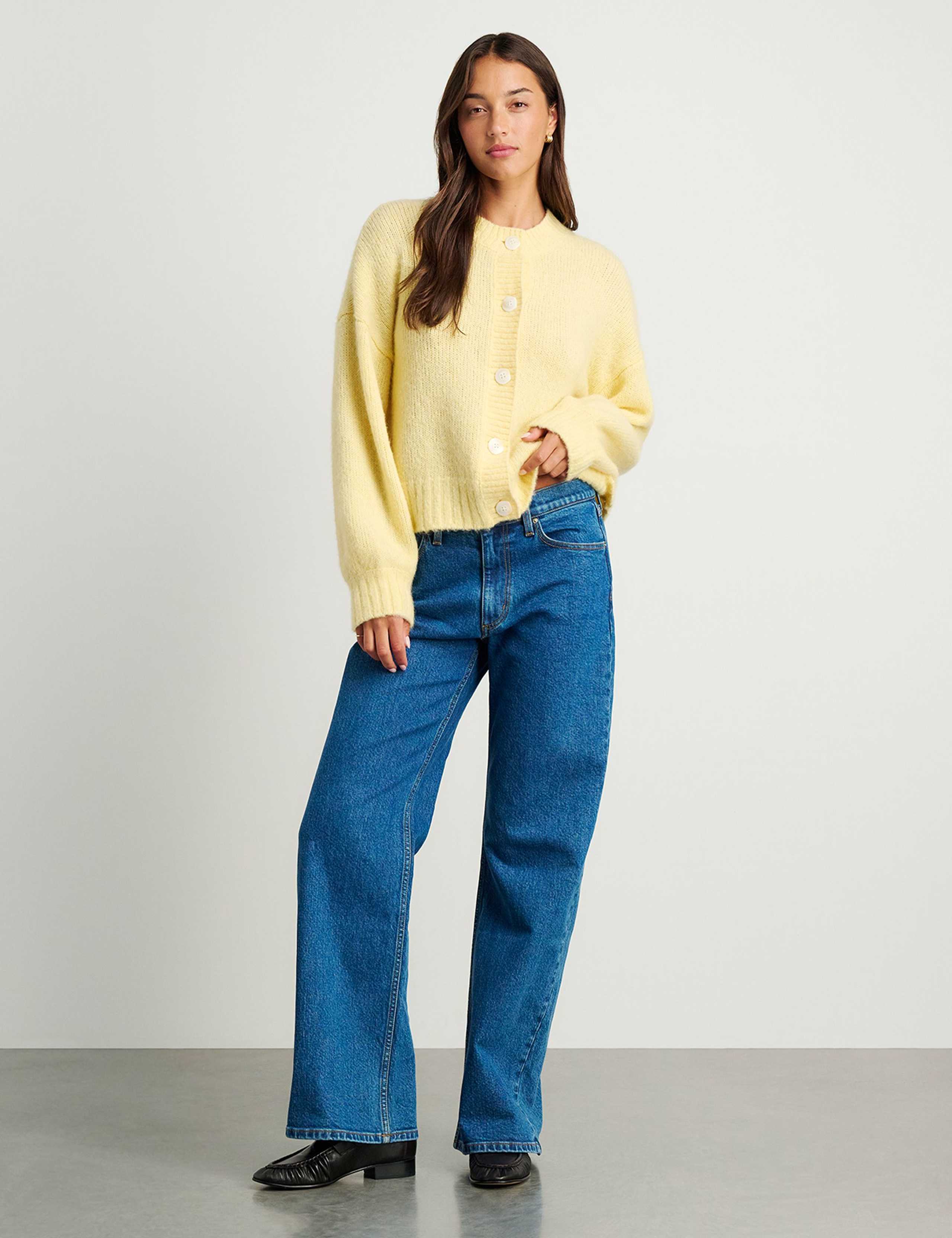 Wool Blend Crew Neck Cardigan with Alpaca 6 of 6