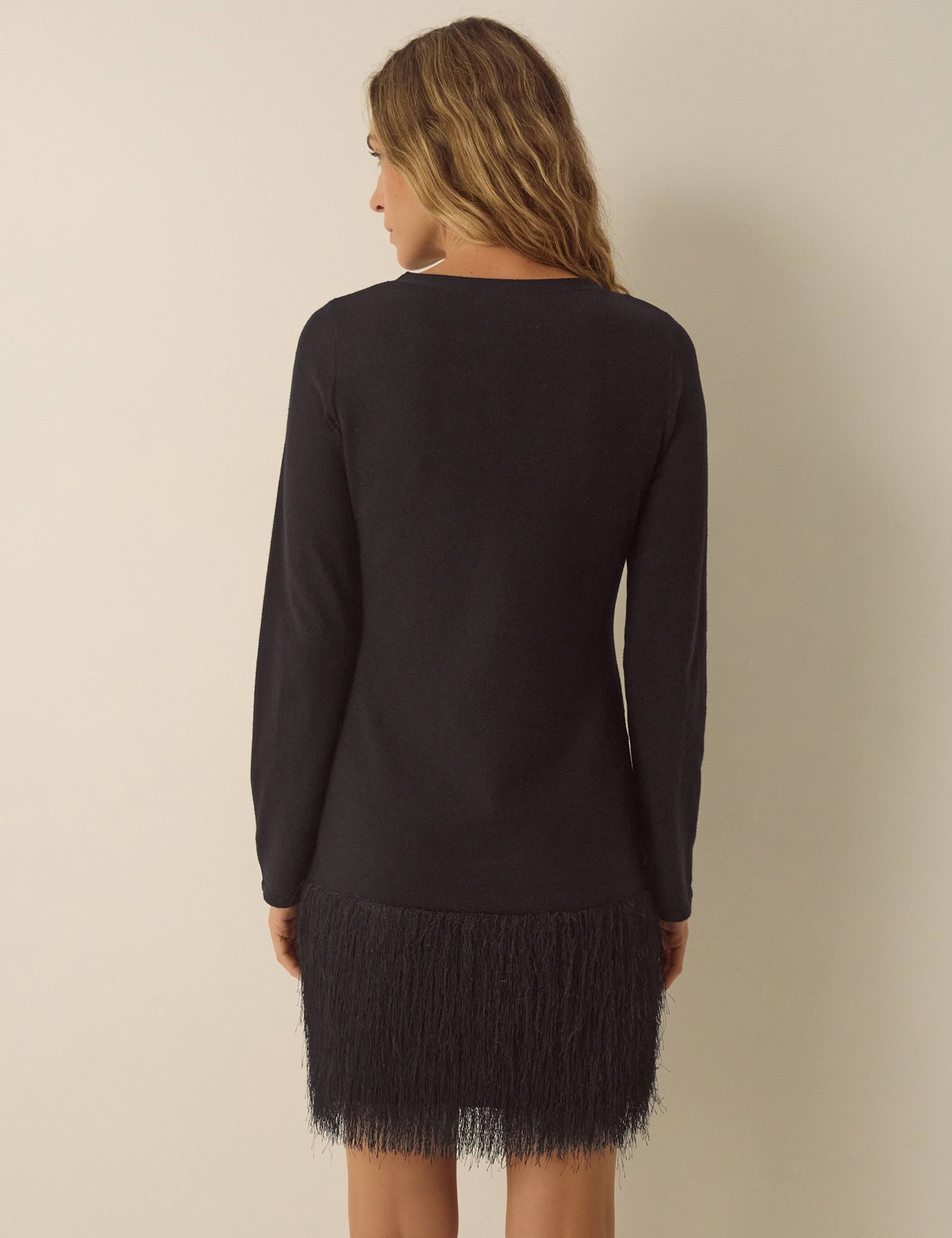 Fringed Slash Neck Mini Dress 3 of 4