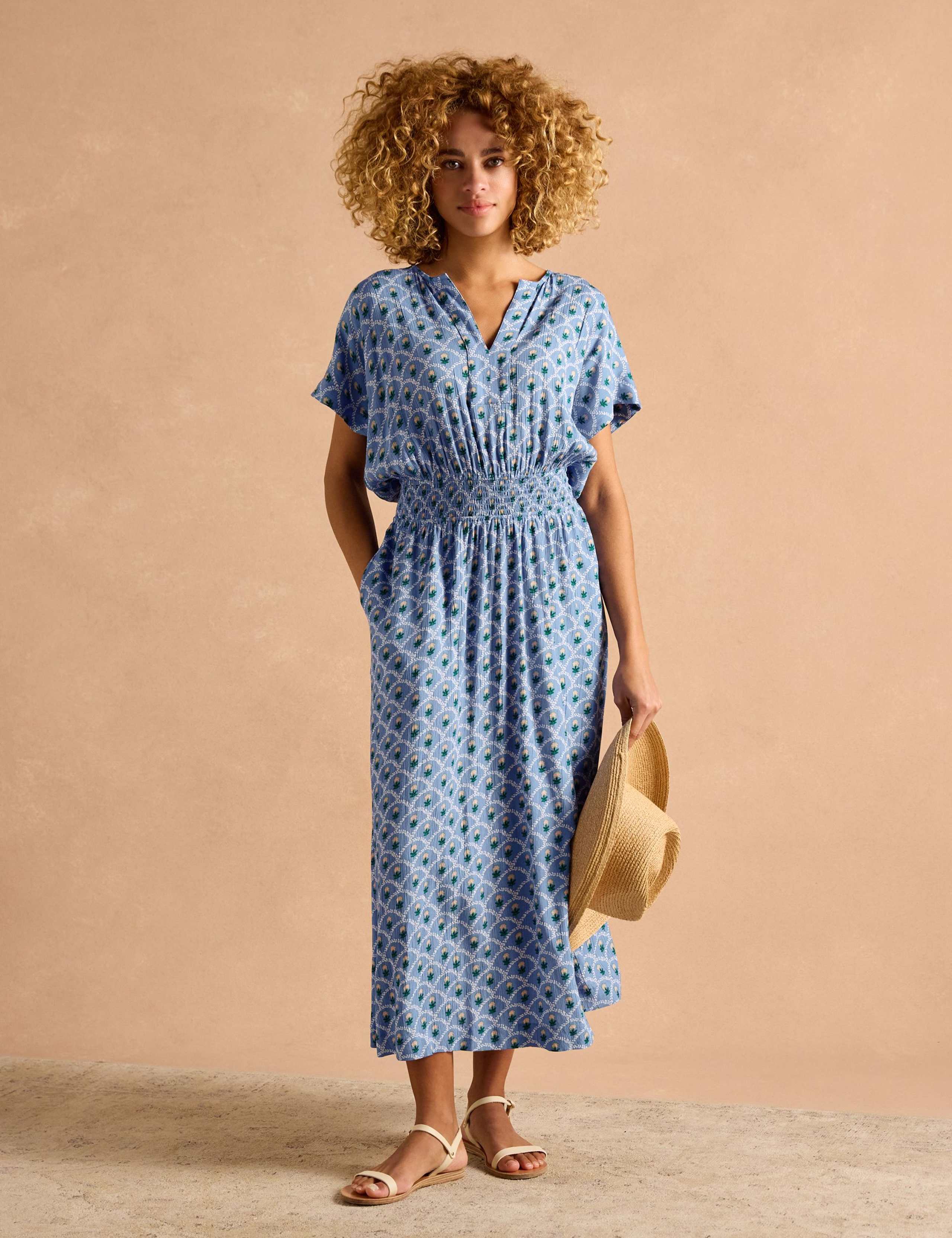 Floral Notch Neck Midaxi Waisted Dress 3 of 7