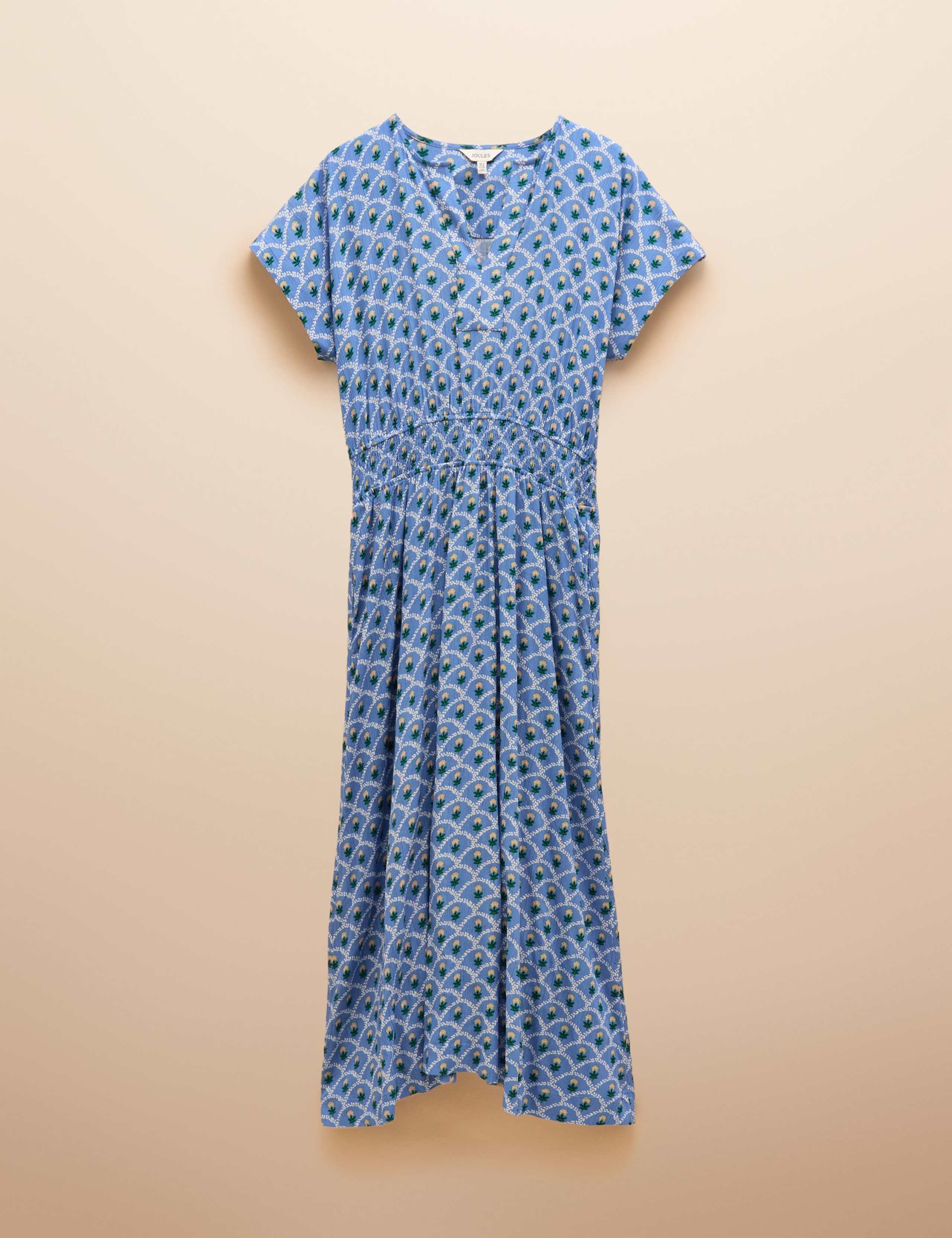 Floral Notch Neck Midaxi Waisted Dress 2 of 7
