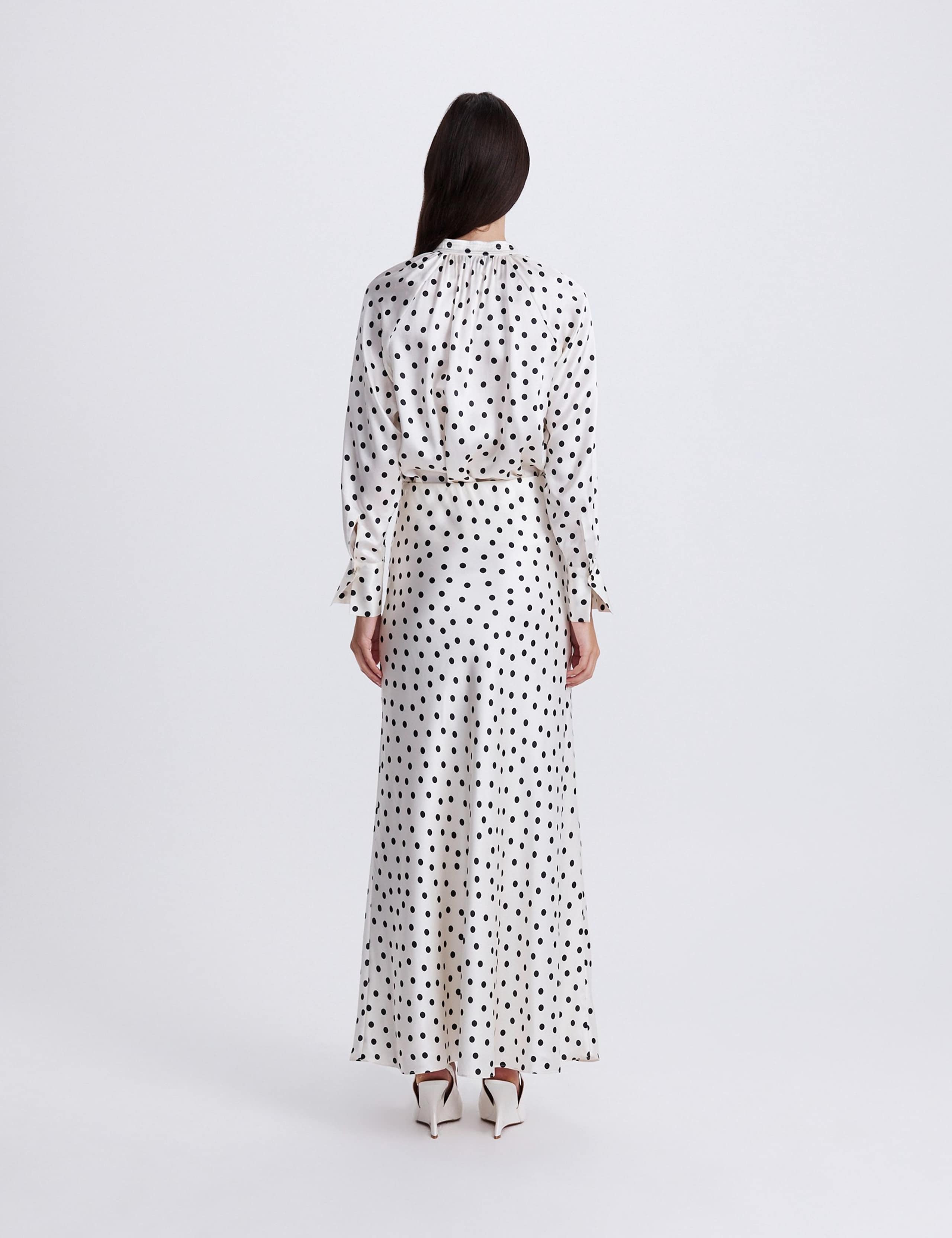 Pure Silk Polka Dot Maxi A-Line Skirt 2 of 5