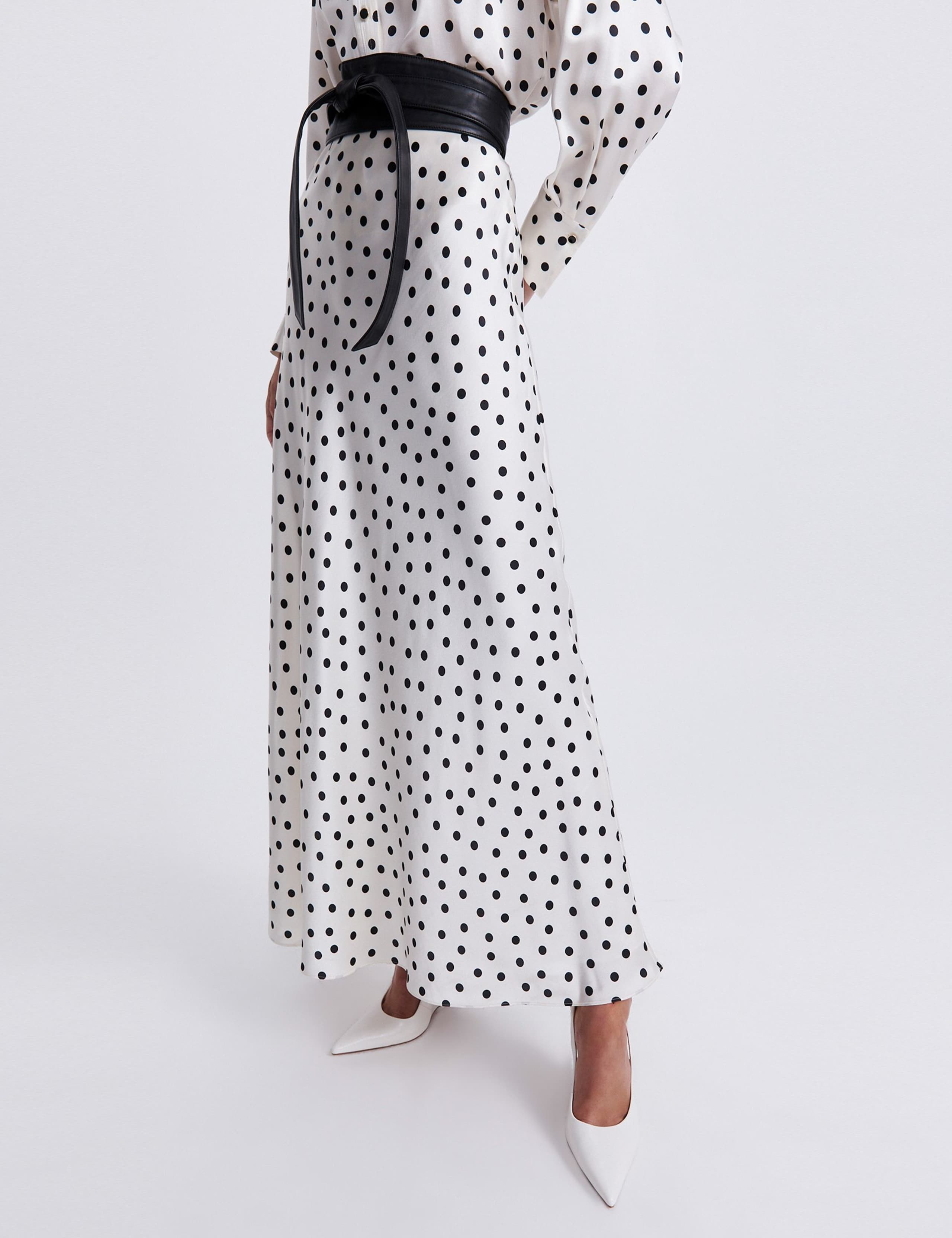 Pure Silk Polka Dot Maxi A-Line Skirt 5 of 5