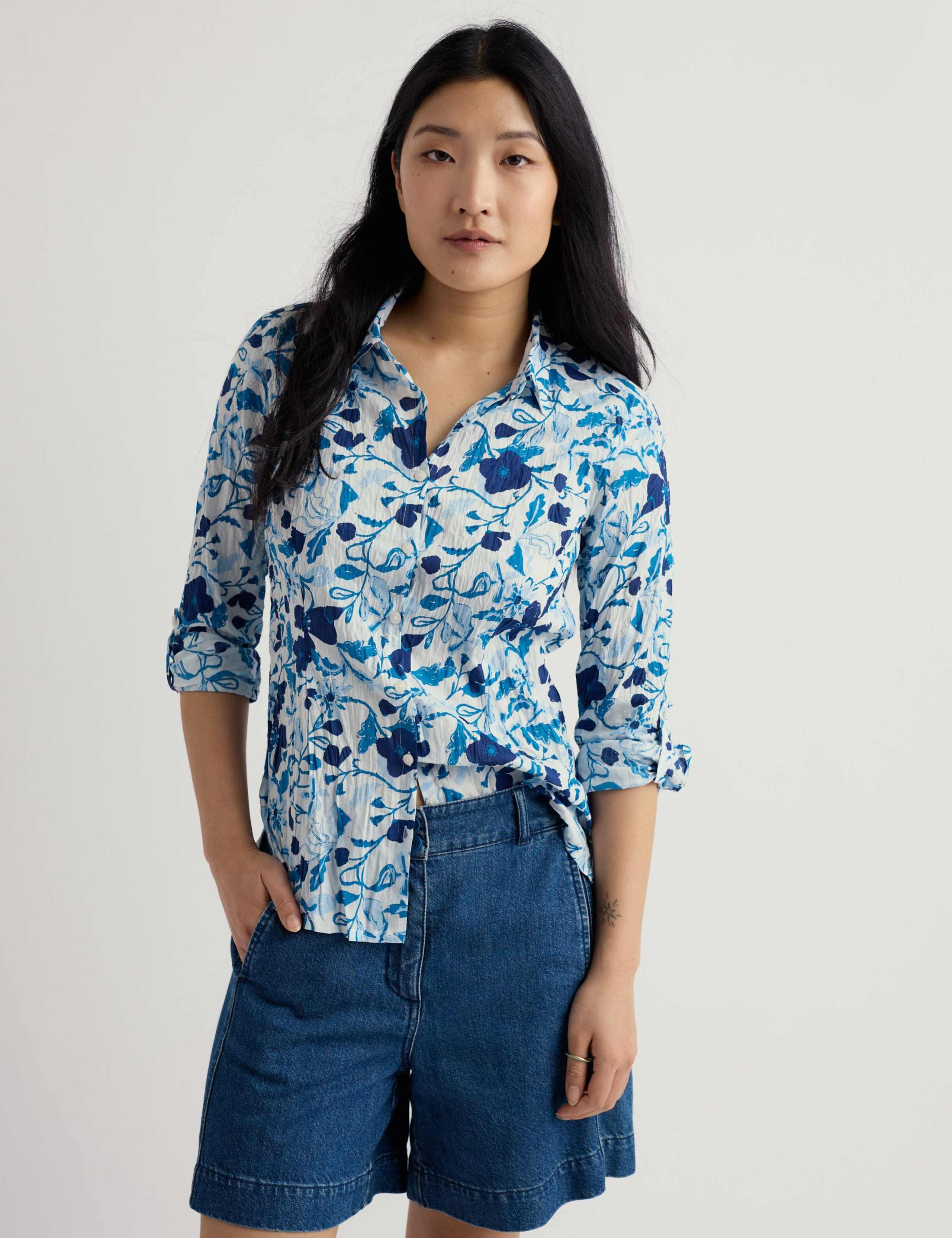 Pure Cotton Floral Textured Shirt 3 of 6