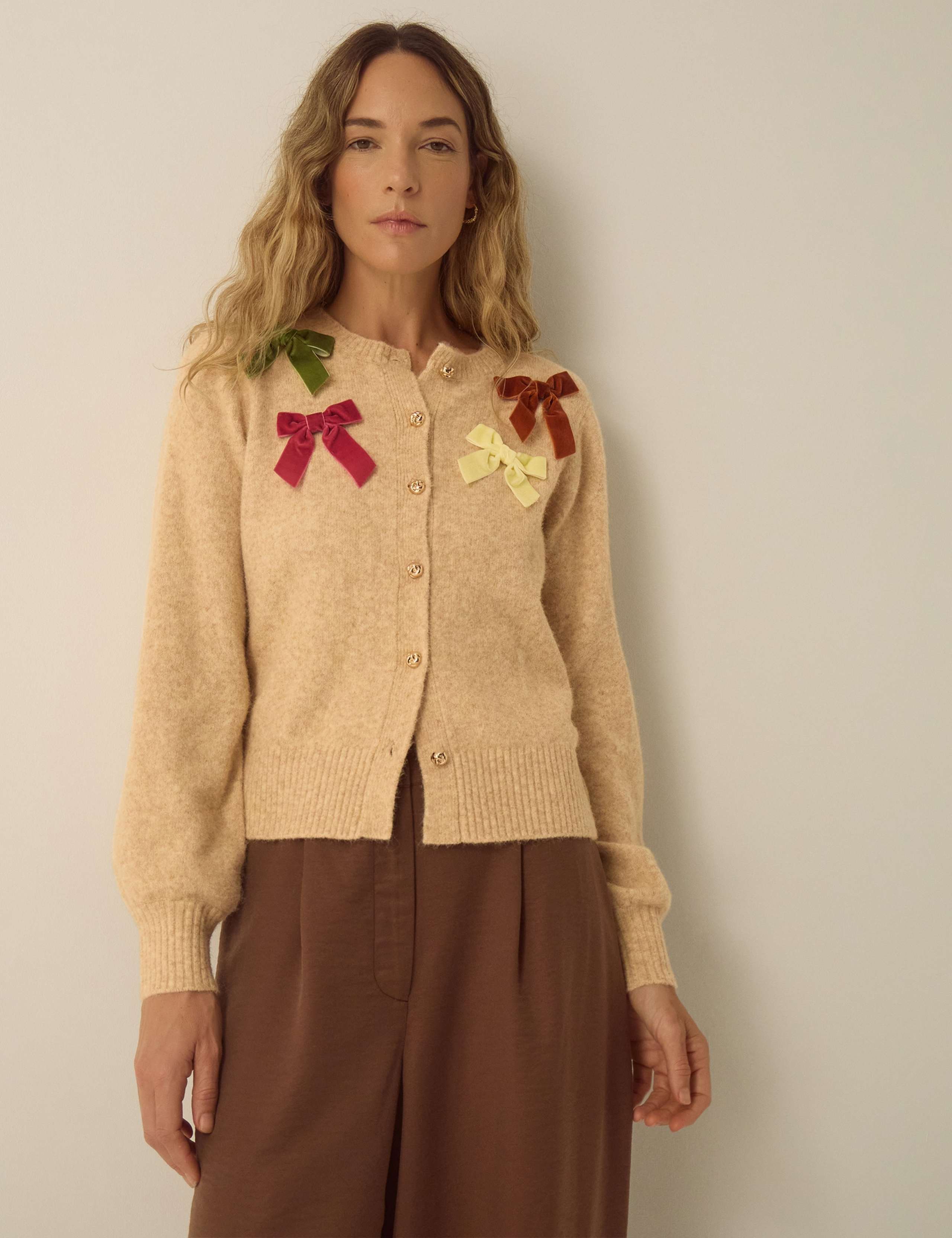 Bow Detail Embroidered Cardigan 1 of 4