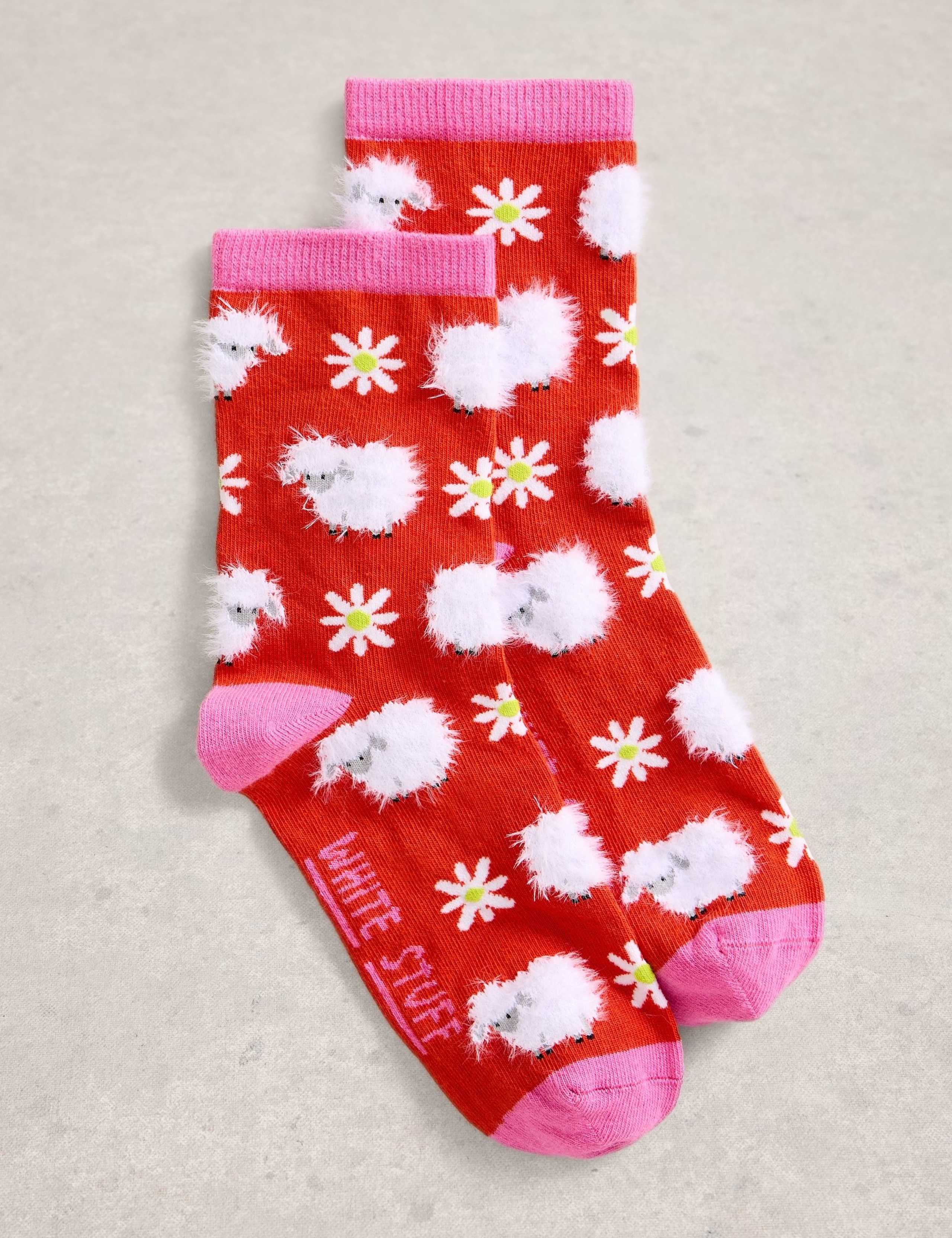 Cotton Rich Fluffy Ankle High Socks 1 of 2