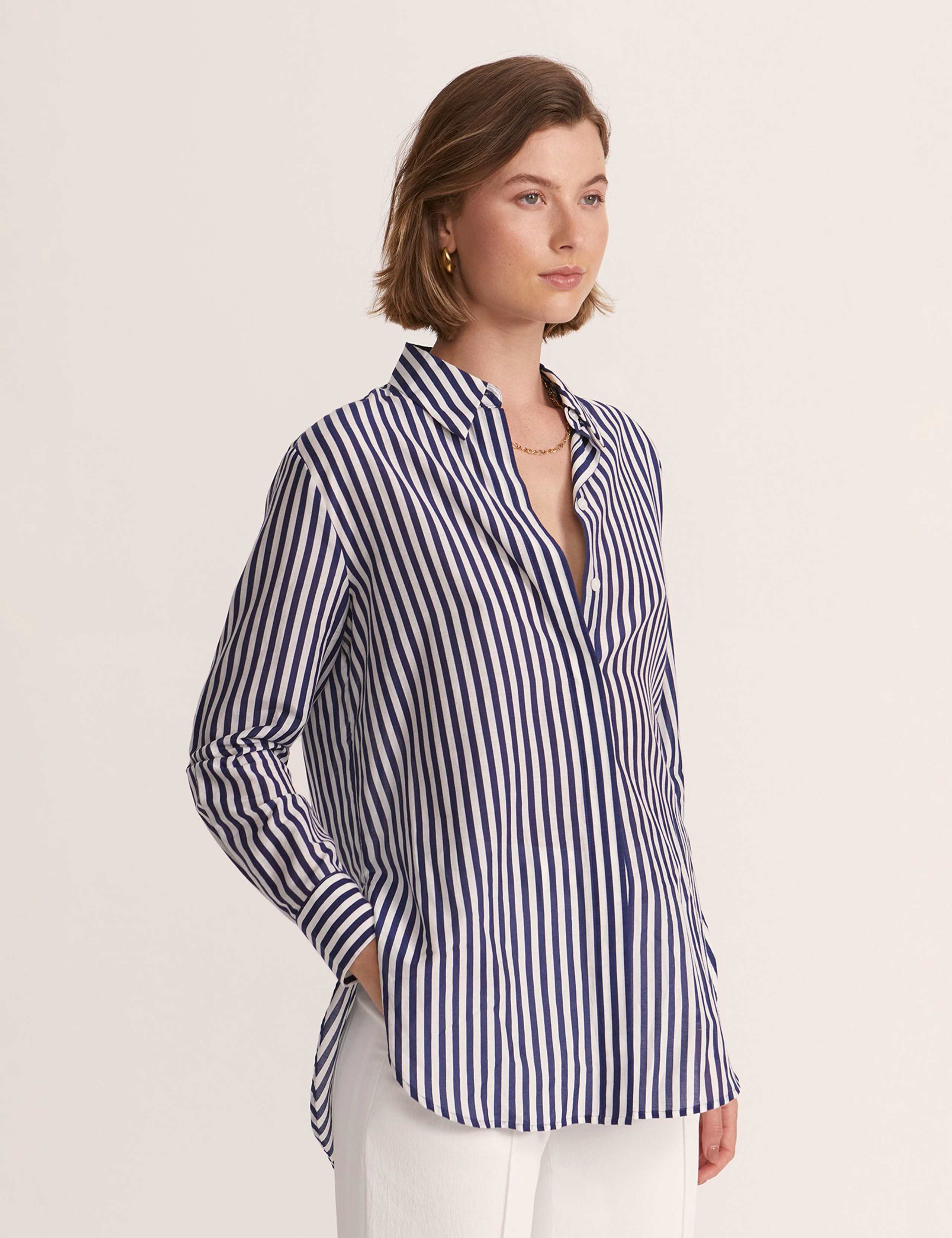 Cotton Rich Striped Shirt with Silk 3 of 6