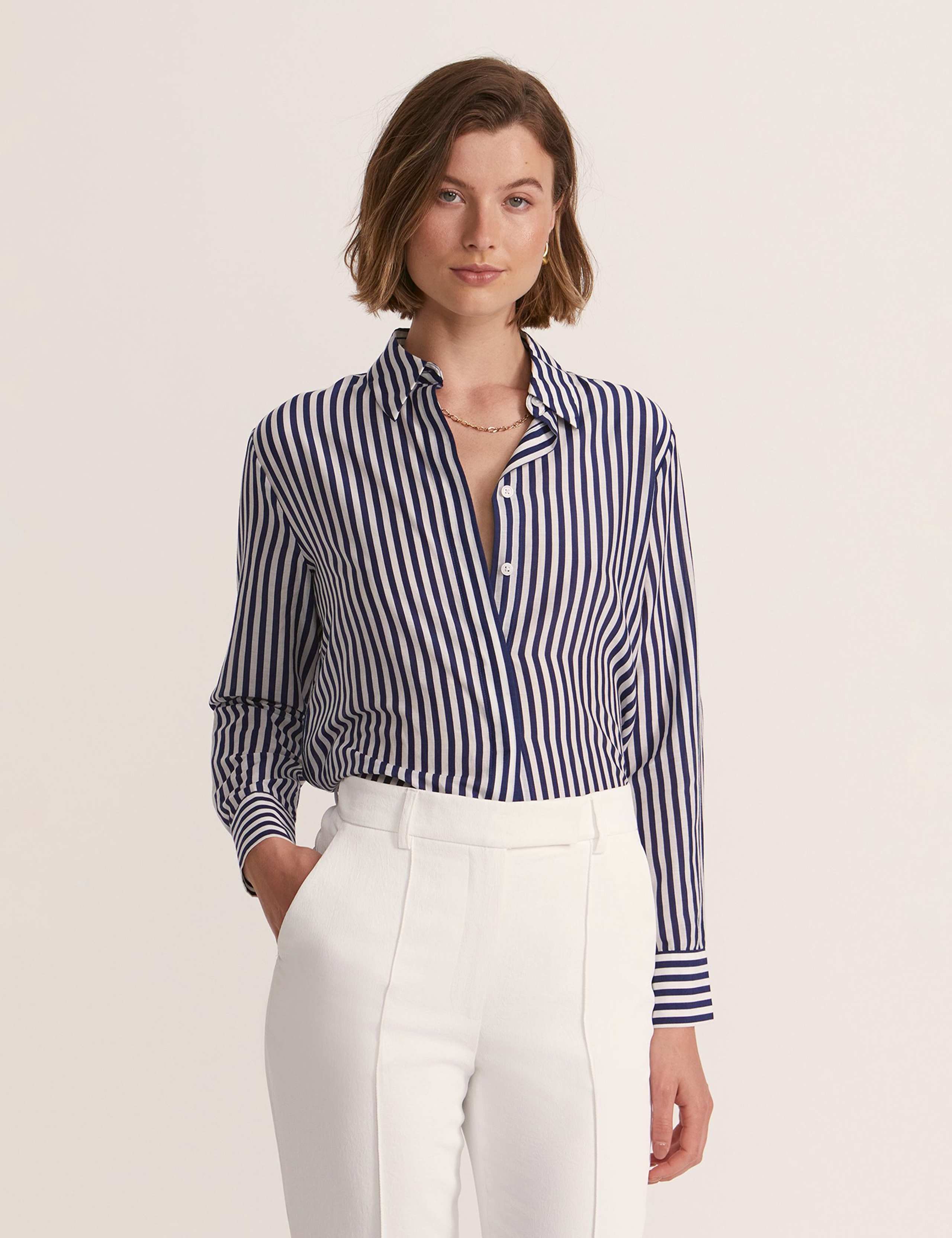 Cotton Rich Striped Shirt with Silk 4 of 6