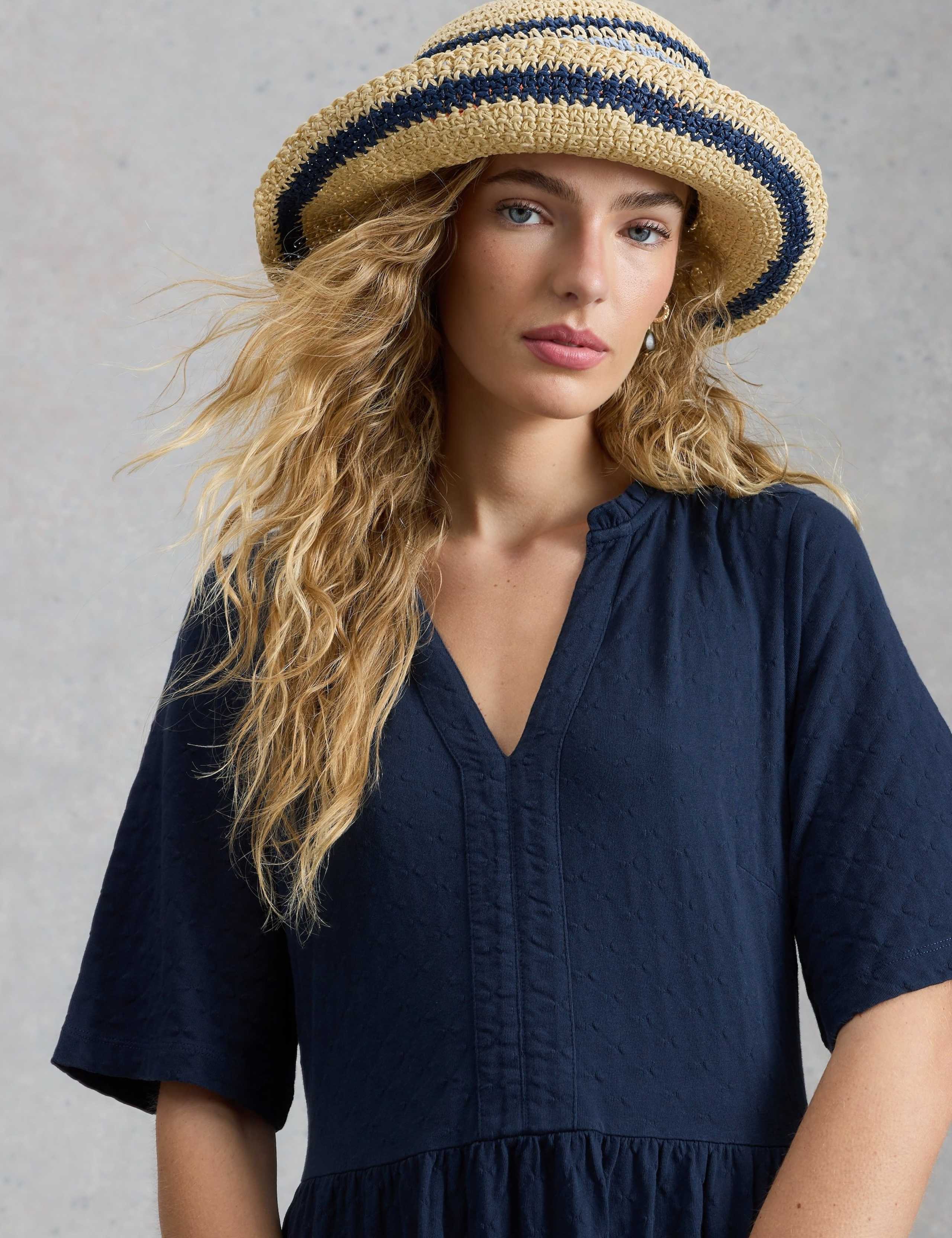 Pure Cotton V-Neck Knee Length Tiered Dress 4 of 6