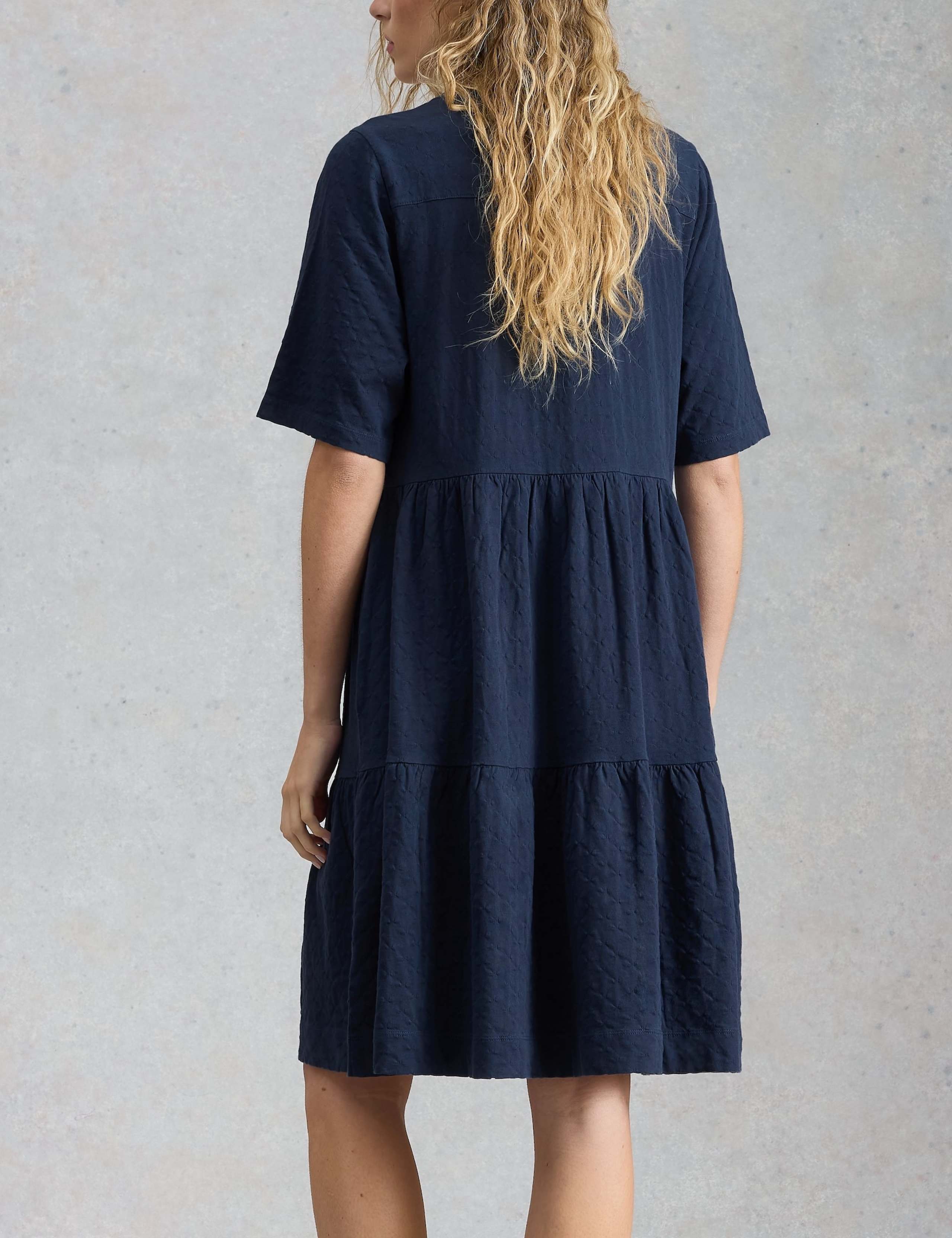 Pure Cotton V-Neck Knee Length Tiered Dress 5 of 6