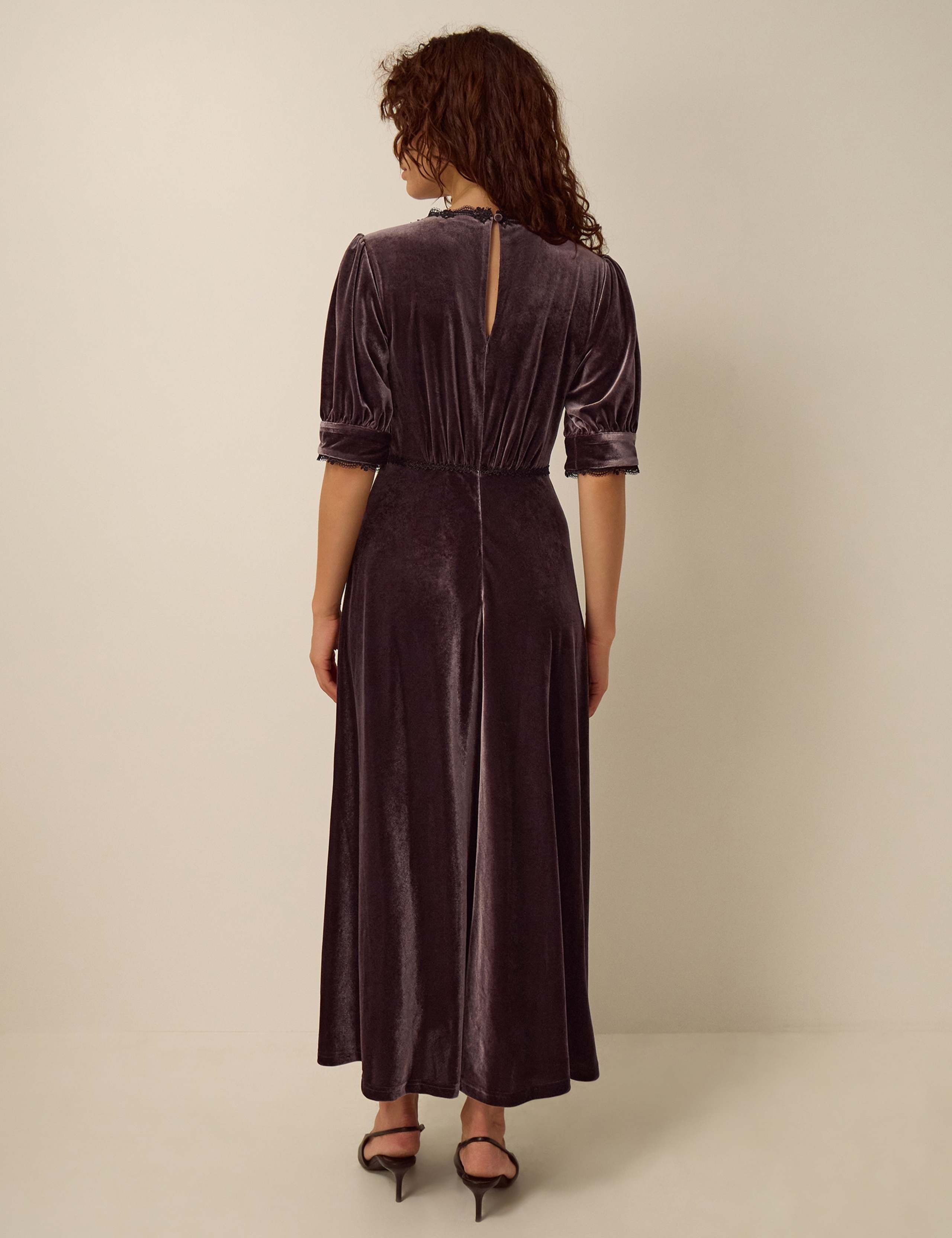 Velvet V Neck Zip Up Maxi Dress 2 of 4
