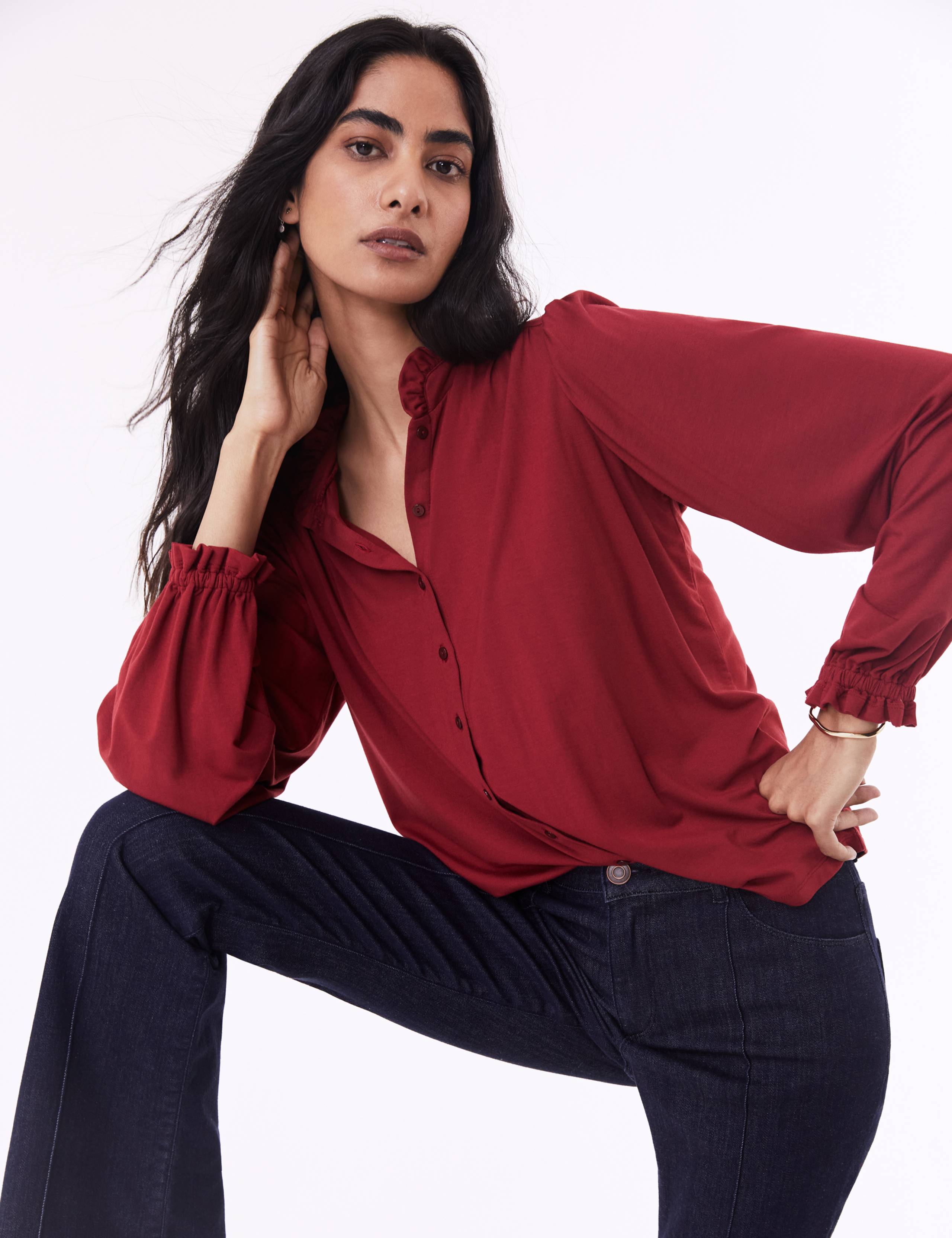 High Neck Frill Detail Button Through Blouse 3 of 3