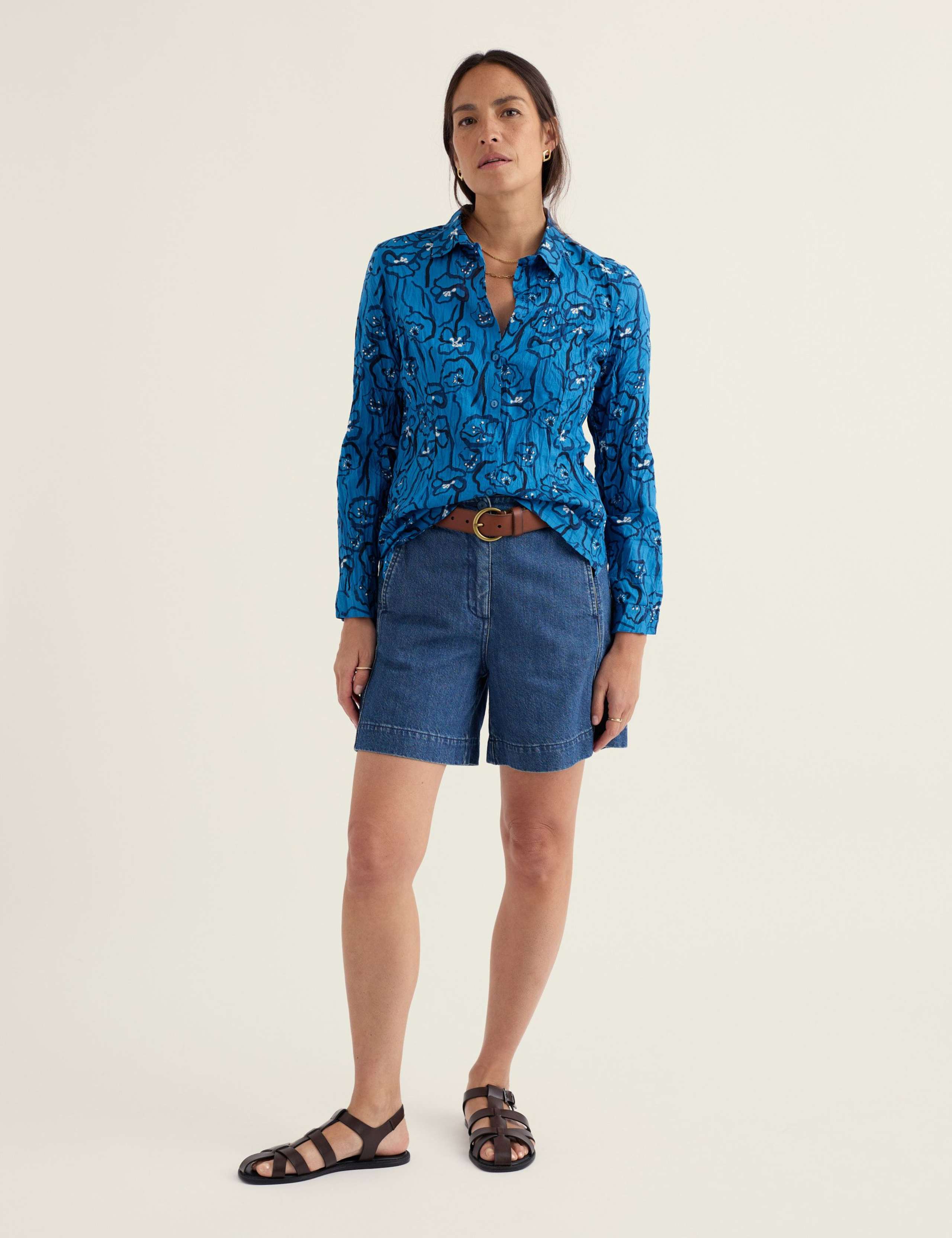 Cotton Rich Denim High Waisted Shorts 1 of 5