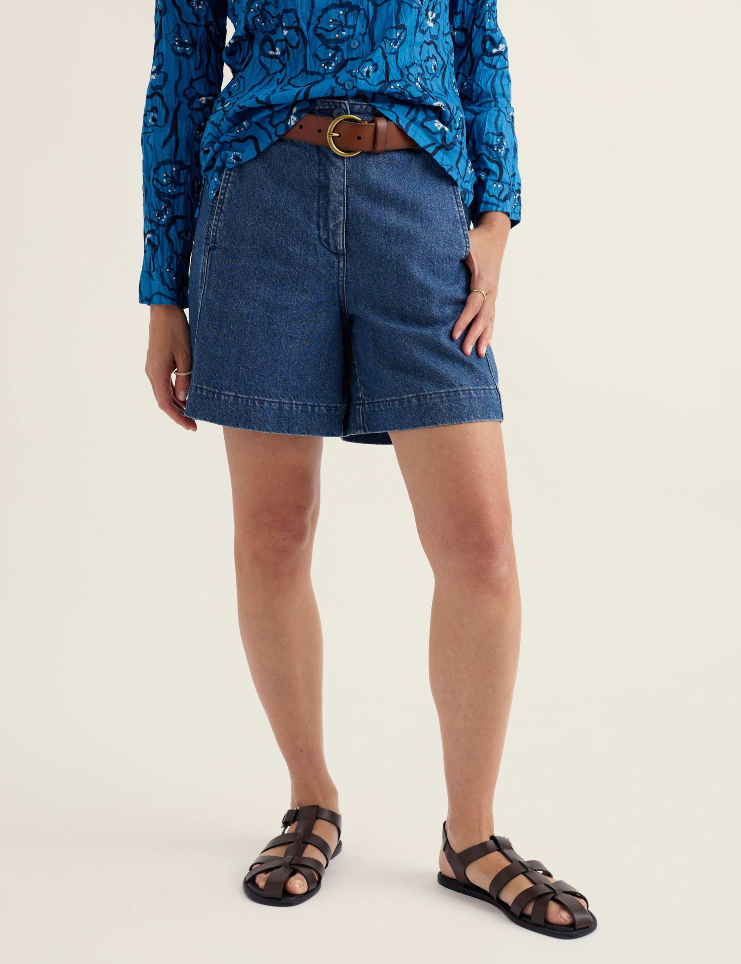 Cotton Rich Denim High Waisted Shorts 3 of 5