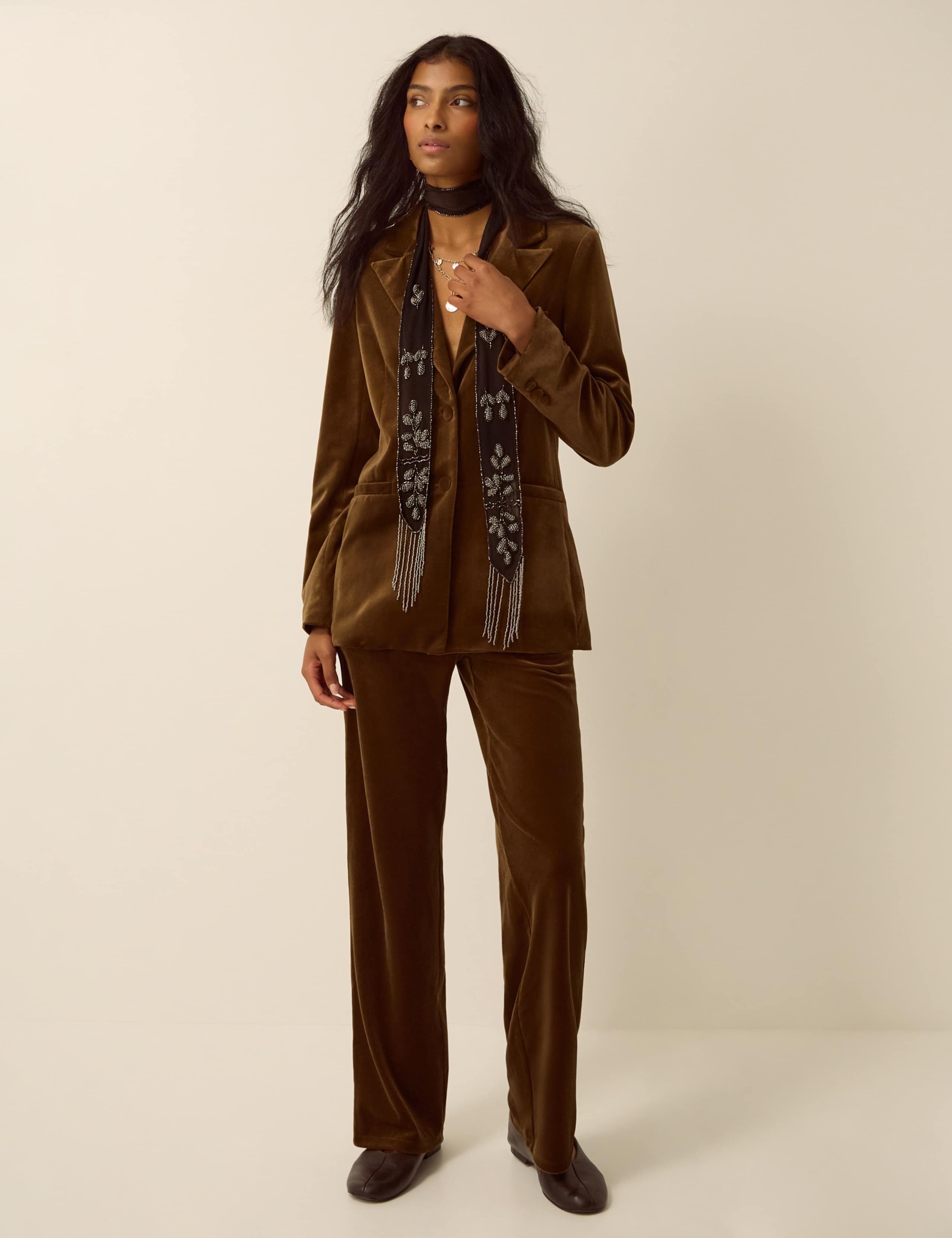 Velvet Straight Leg Trousers 2 of 4