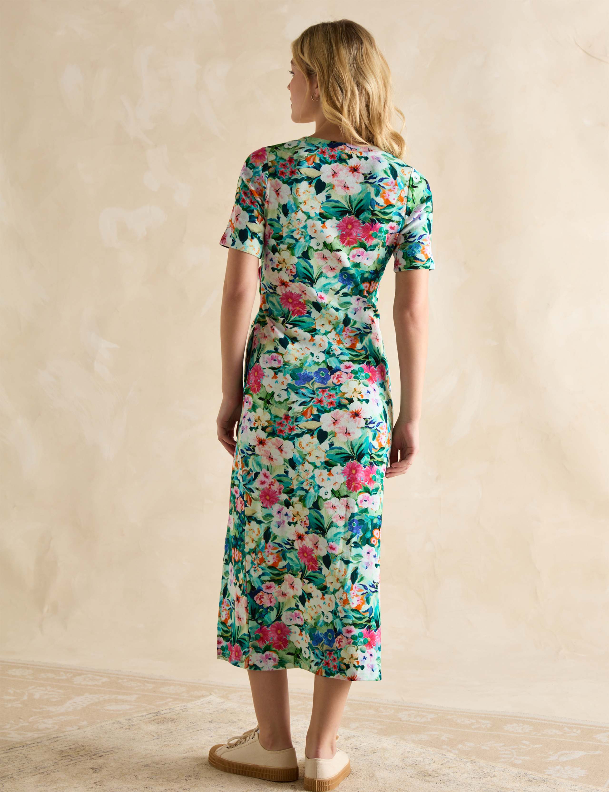 Jersey Floral Twist Front Midaxi T-Shirt Dress 3 of 6