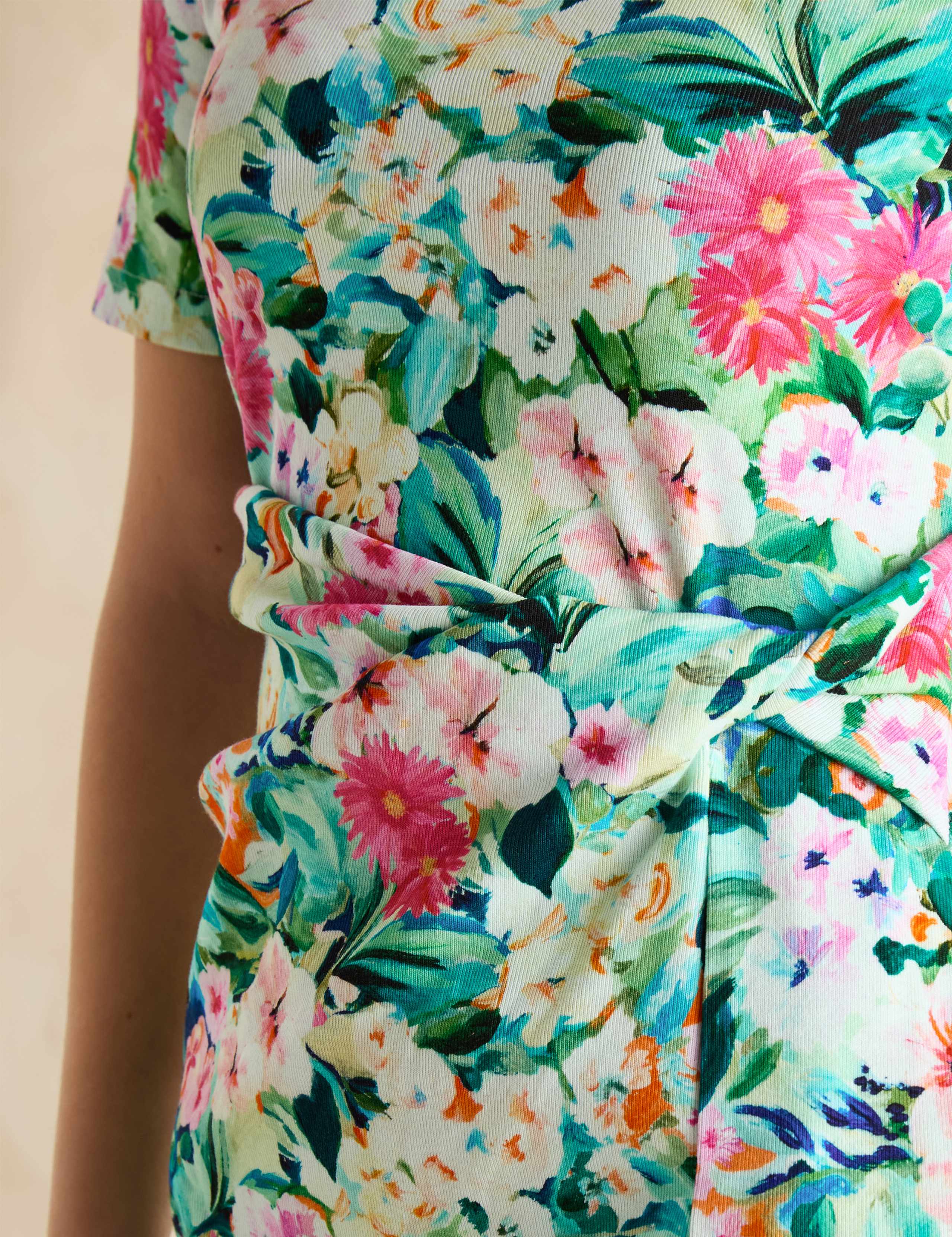 Jersey Floral Twist Front Midaxi T-Shirt Dress 6 of 6