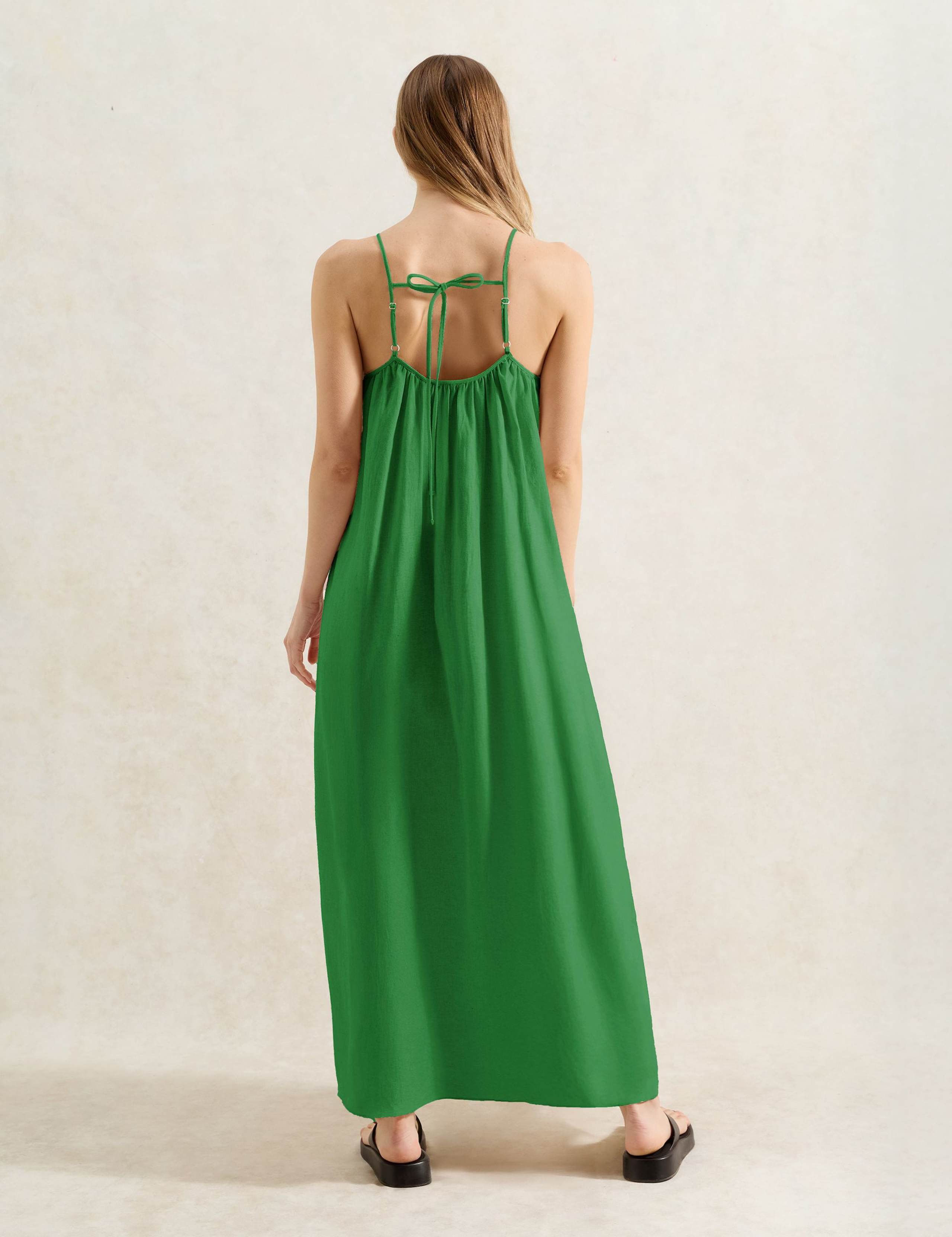 Linen Rich Tie Detail Maxi Slip Dress 2 of 3
