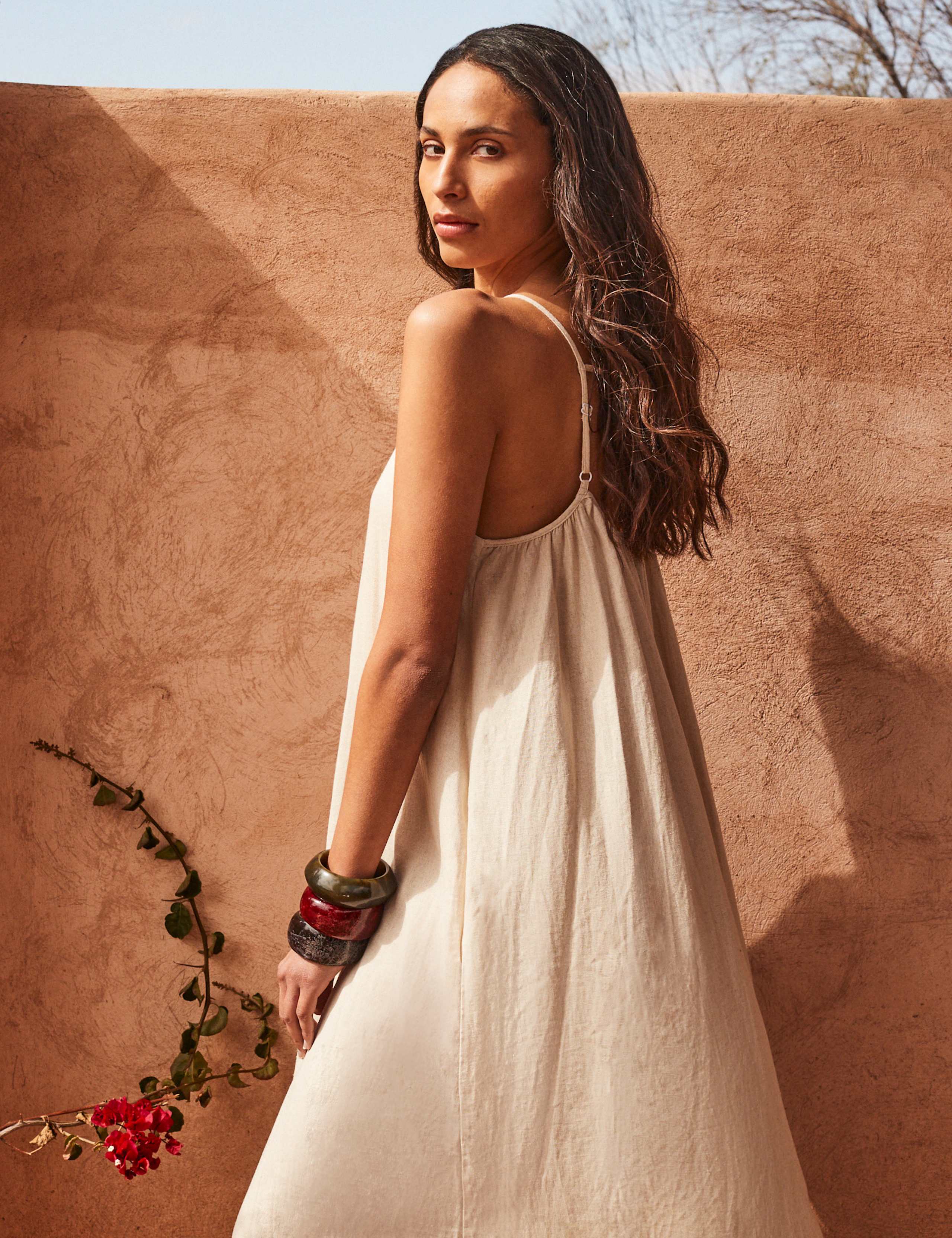 Linen Rich Tie Detail Maxi Slip Dress 3 of 8