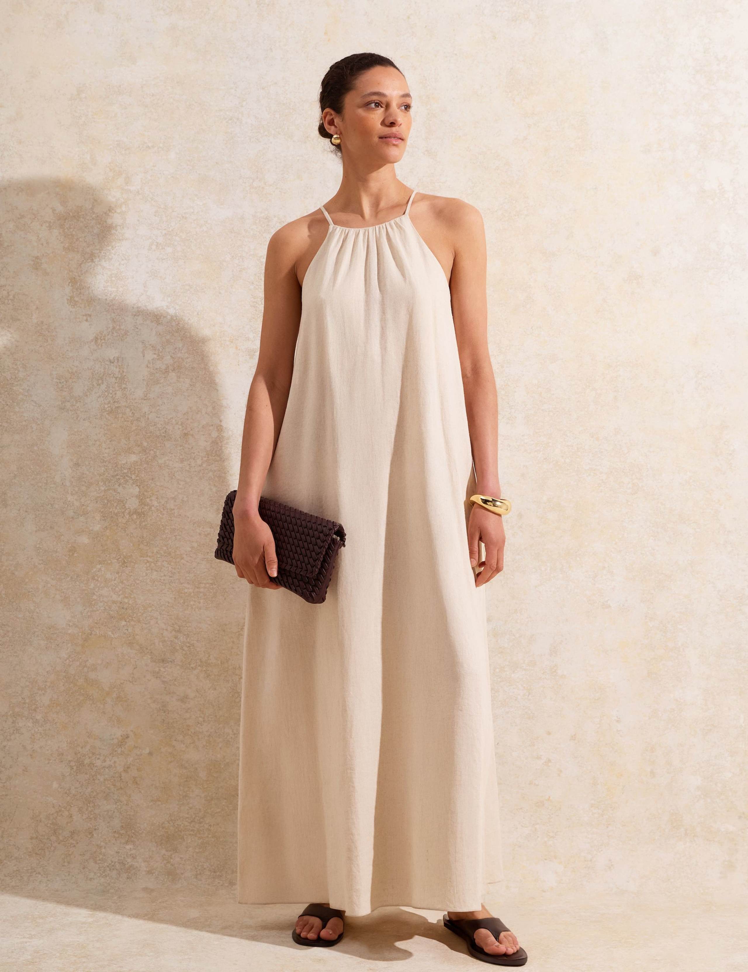 Linen Rich Tie Detail Maxi Slip Dress 4 of 8