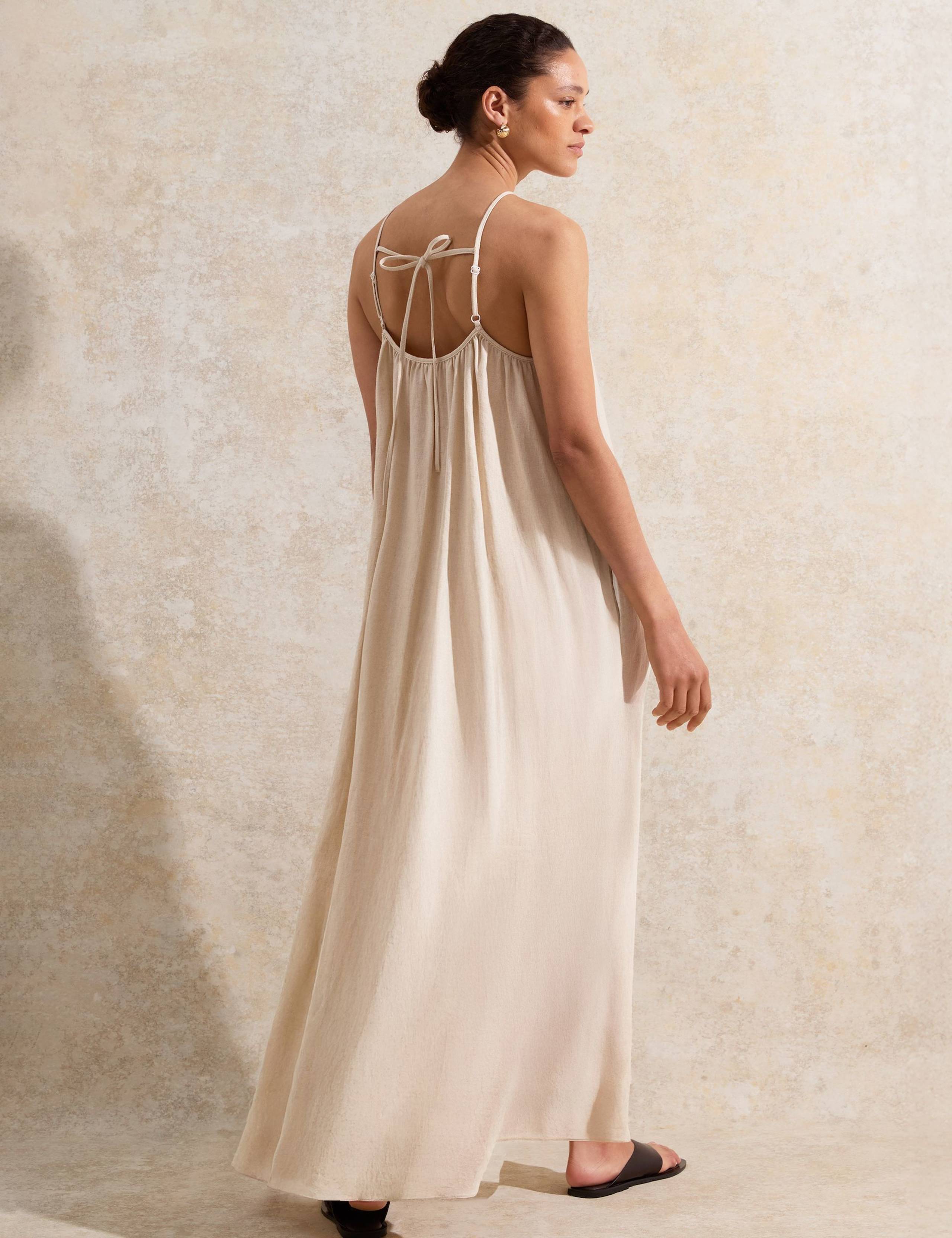 Linen Rich Tie Detail Maxi Slip Dress 5 of 8