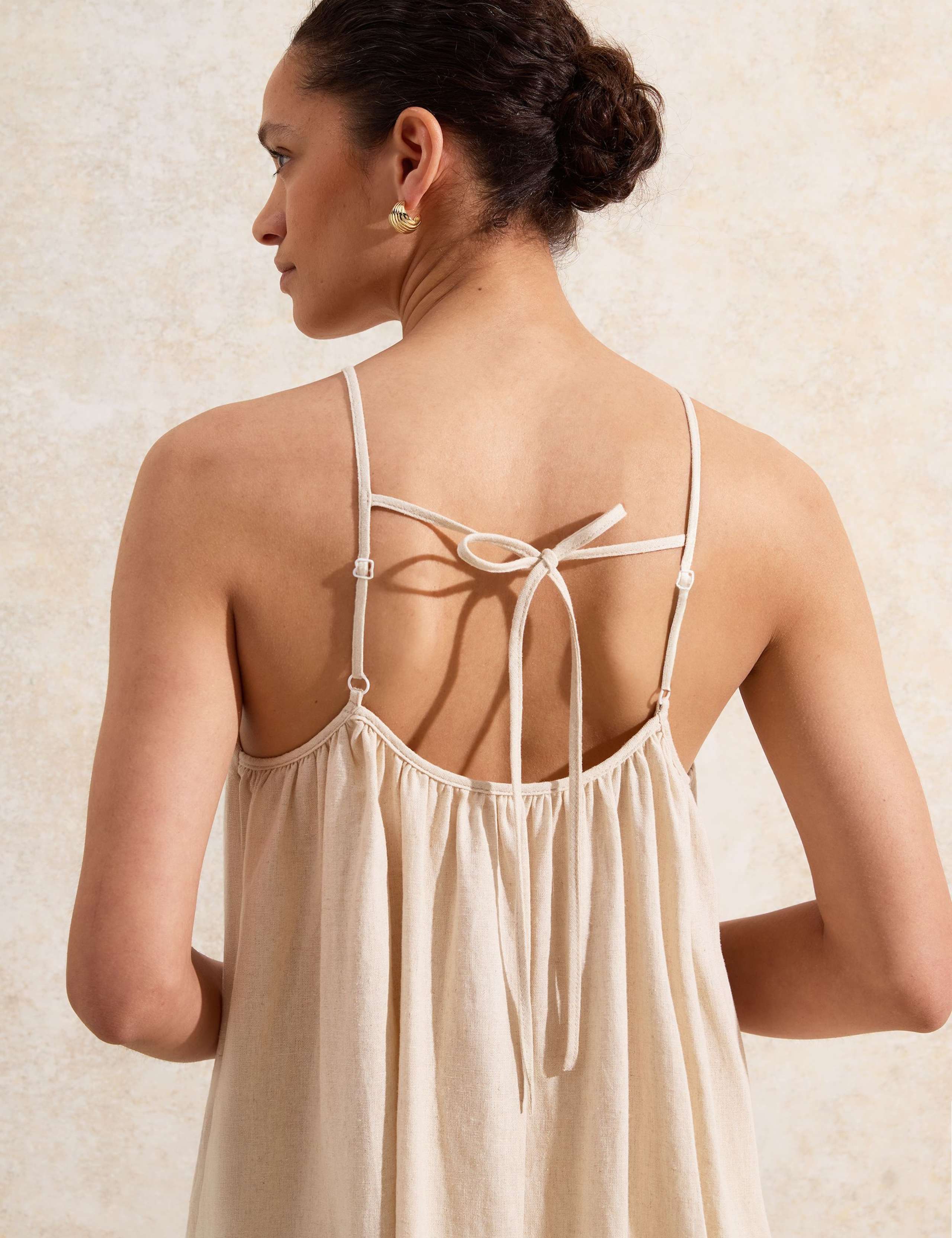 Linen Rich Tie Detail Maxi Slip Dress 7 of 8