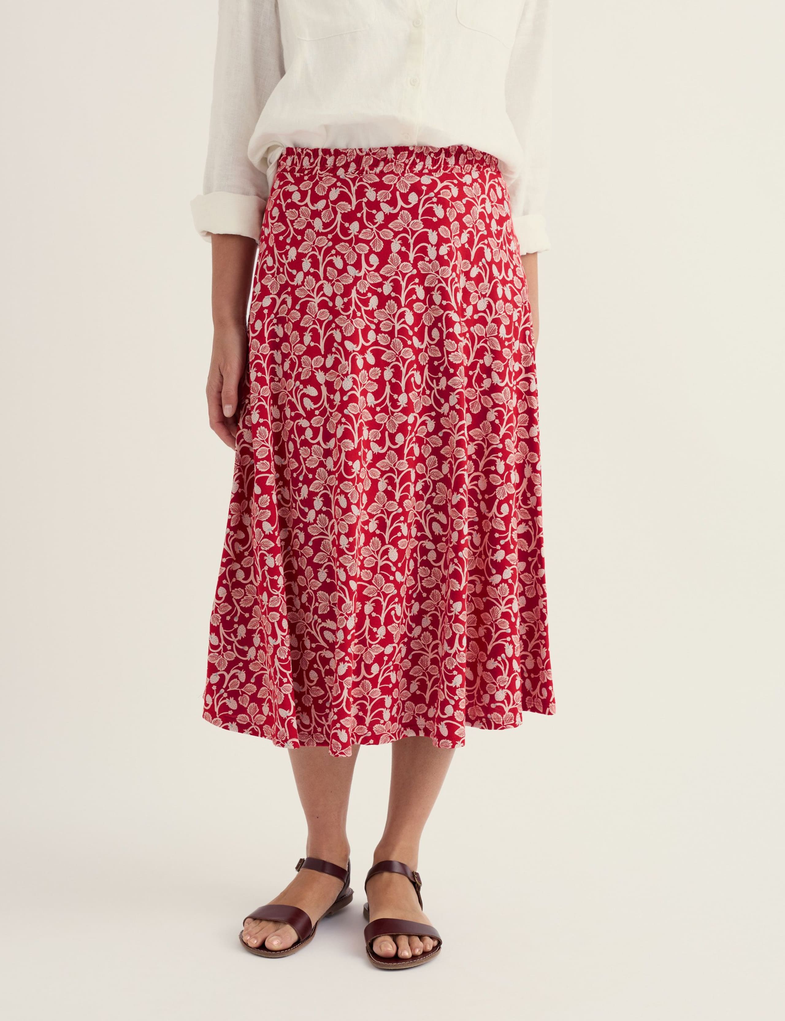 Cotton Rich Orchard Print A-Line Midi Skirt 3 of 5
